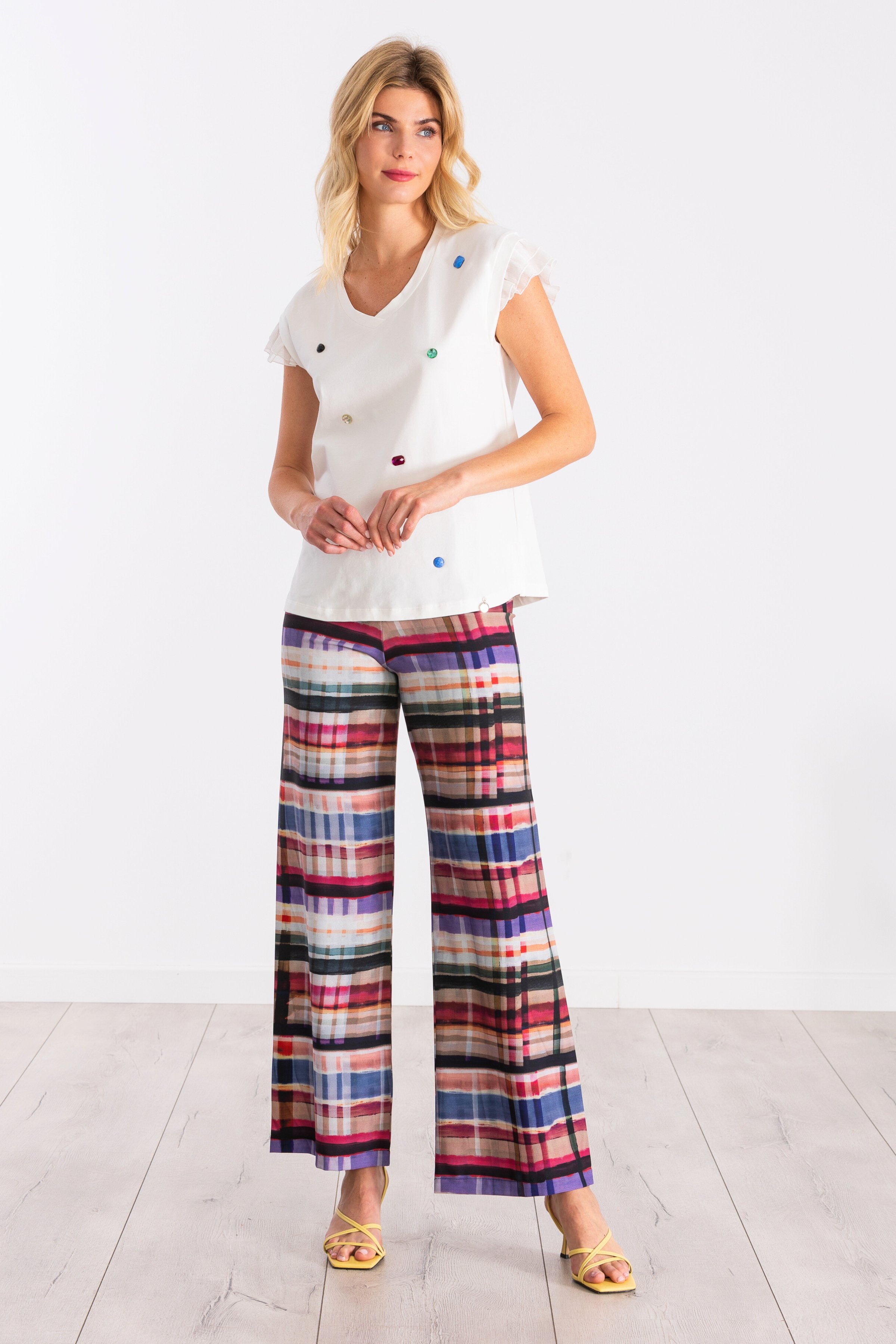 Camiseta blanca diamantes plisado mangas LolitasyL - lolitasyl.com