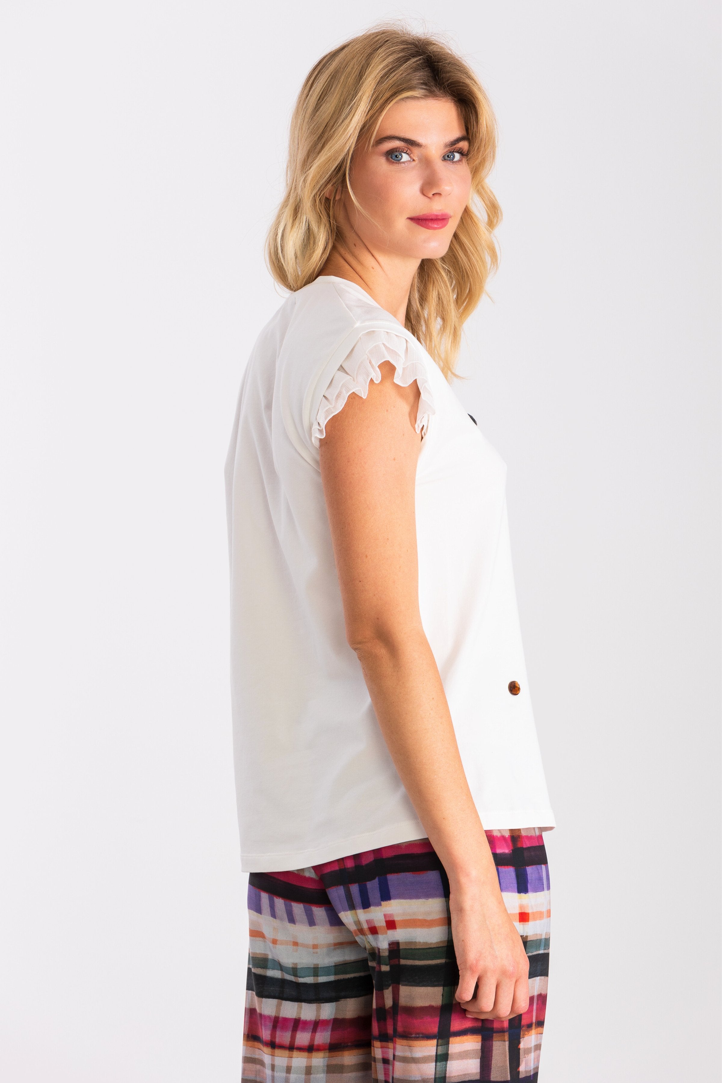 Camiseta blanca diamantes plisado mangas LolitasyL - lolitasyl.com