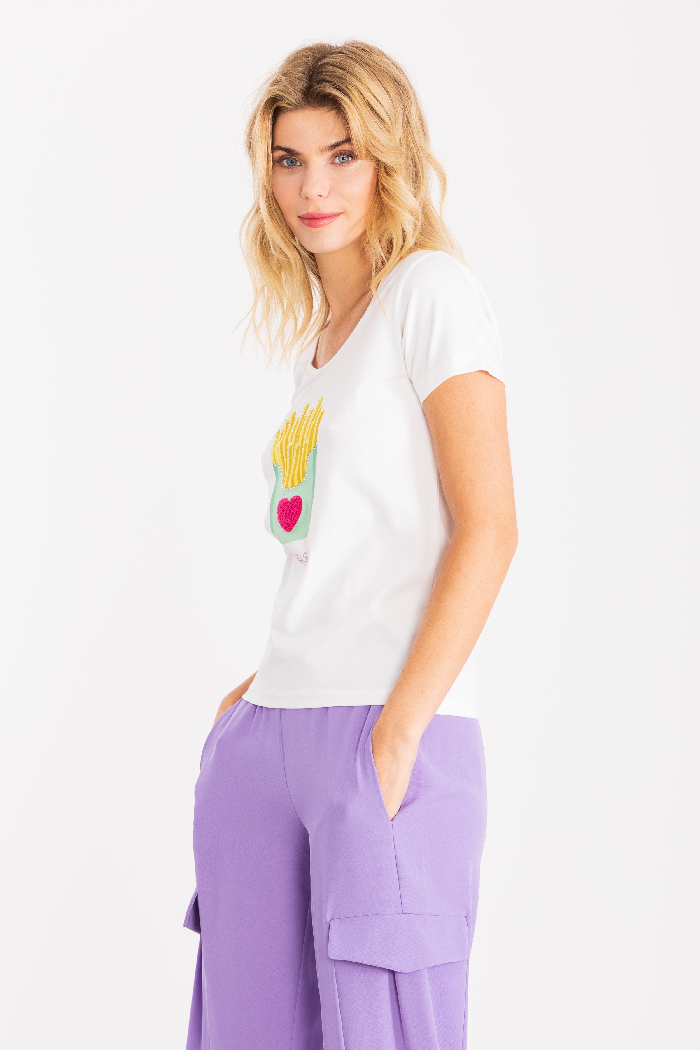 Camiseta blanca estampado chips LolitasyL - lolitasyl.com