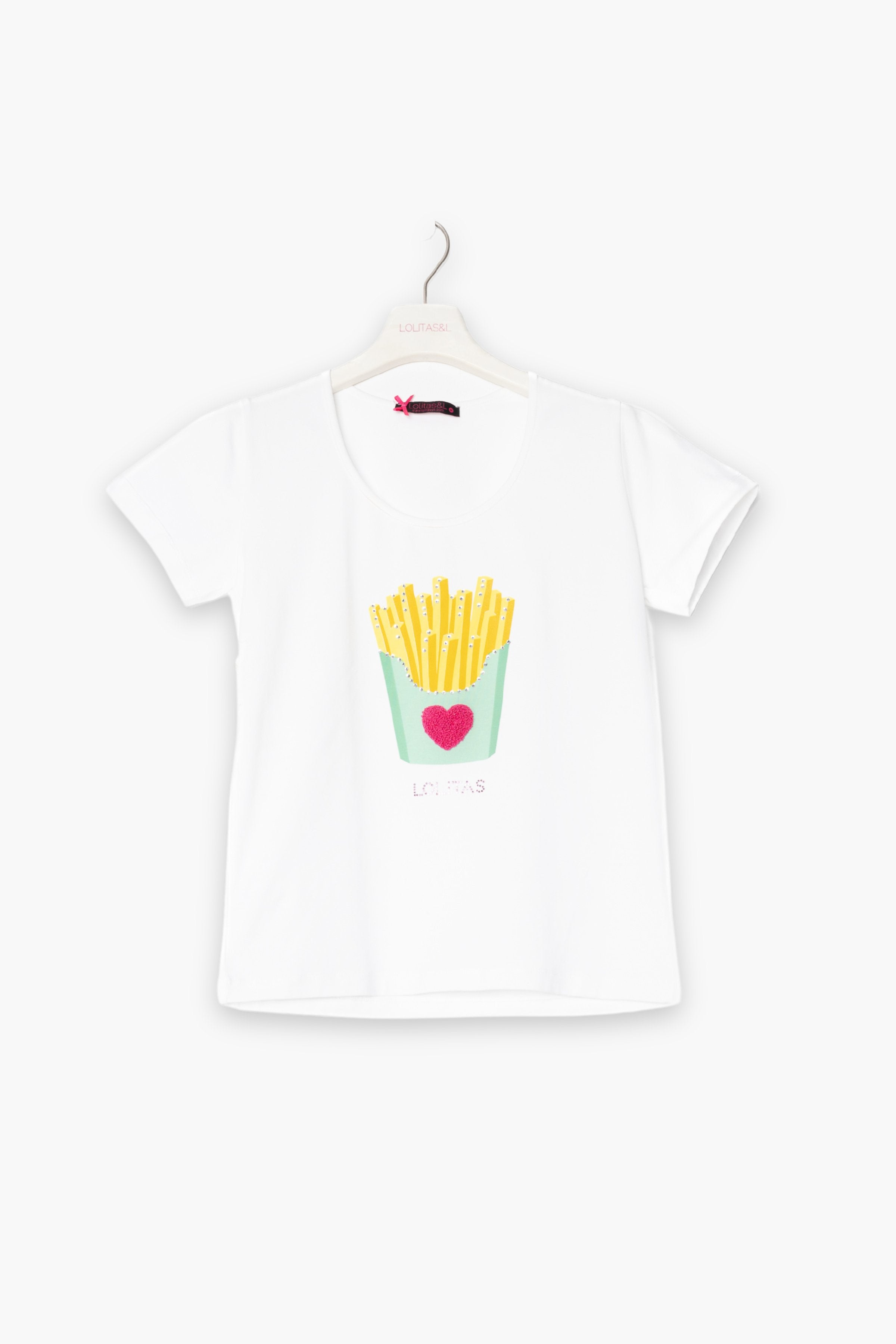 Camiseta blanca estampado chips LolitasyL - lolitasyl.com