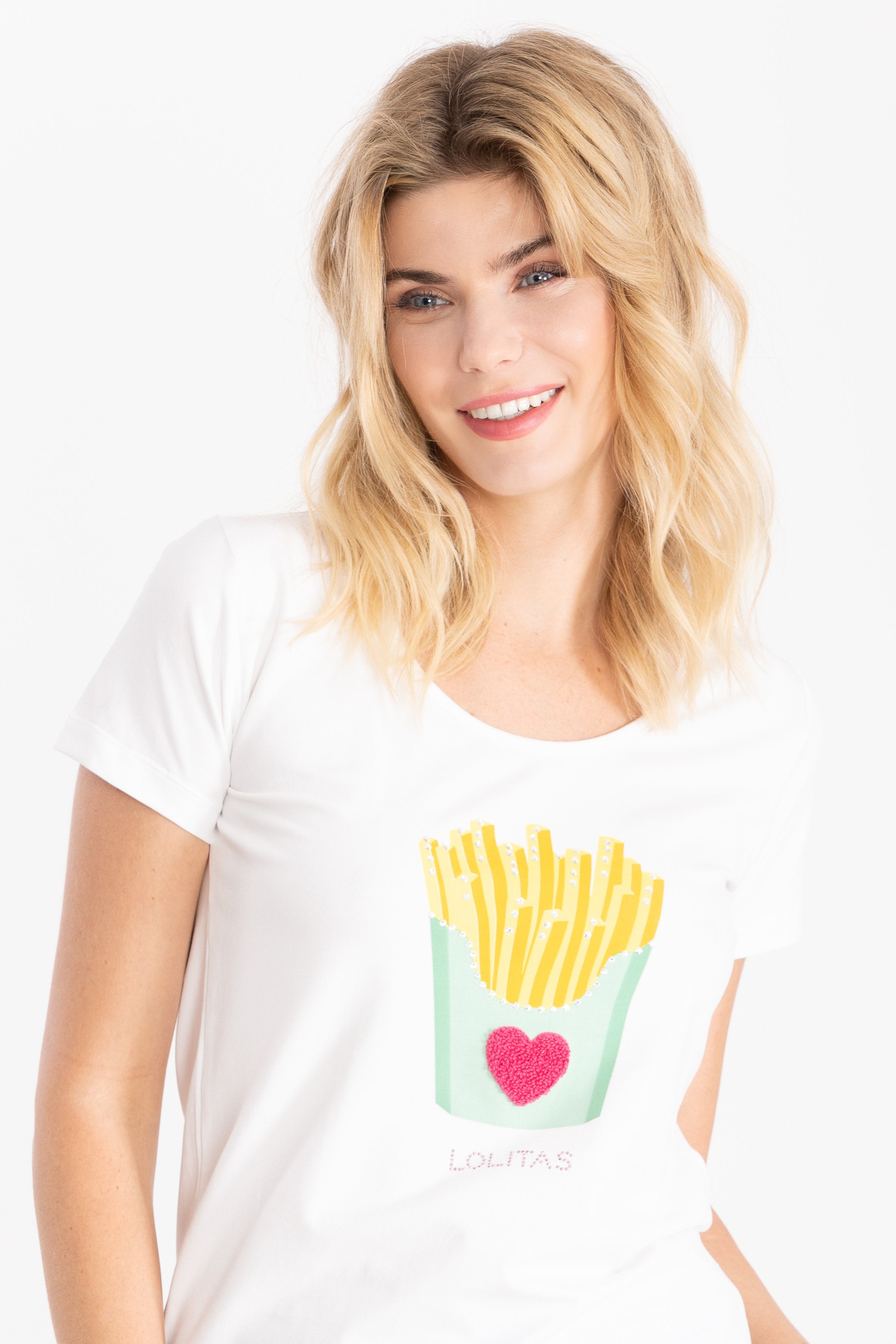 Camiseta blanca estampado chips LolitasyL - lolitasyl.com