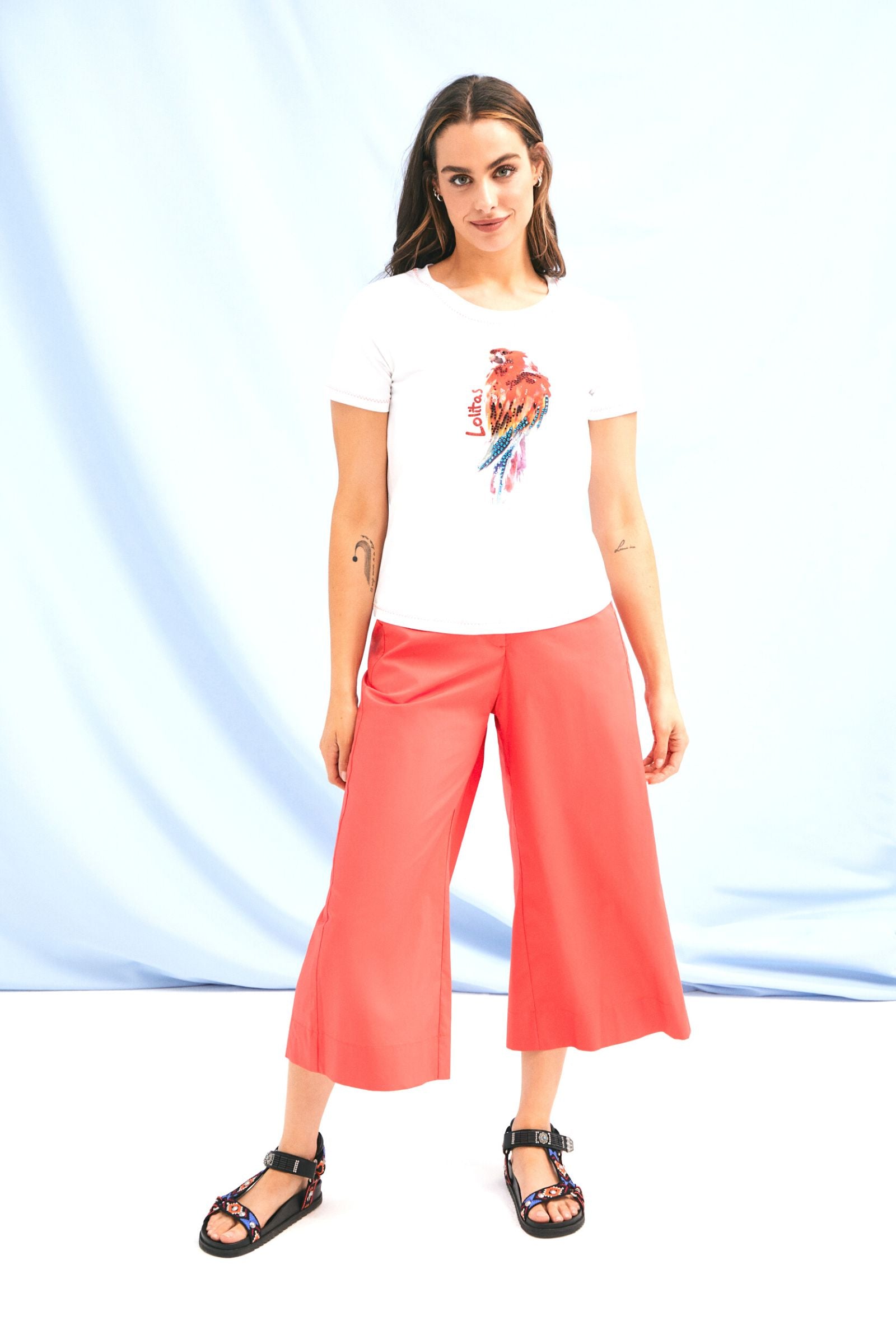 Camiseta blanca estampado pajaro con strass Lolitas&L - lolitasyl.com