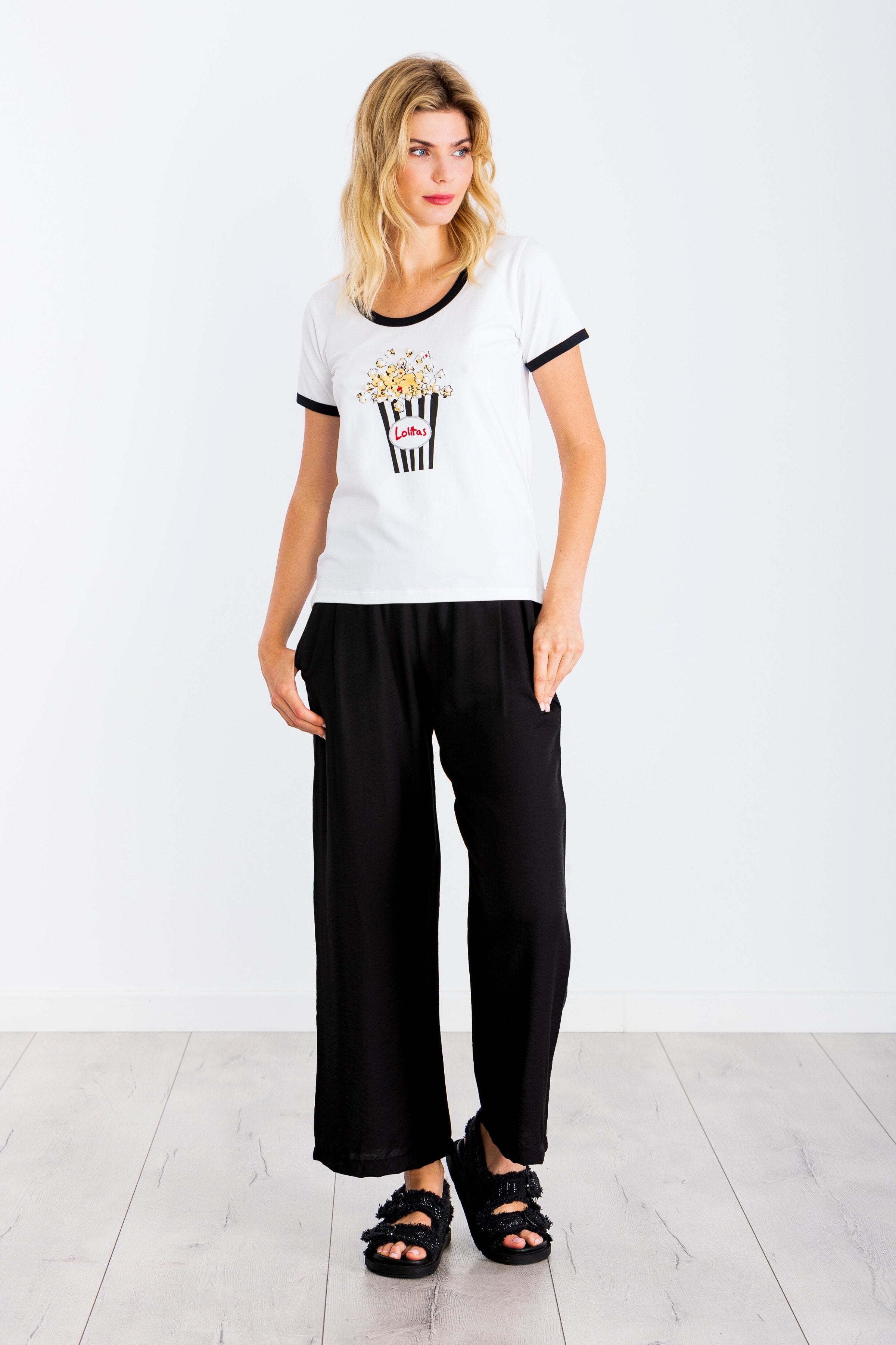Camiseta blanca estampado palomitas LolitasyL - lolitasyl.com