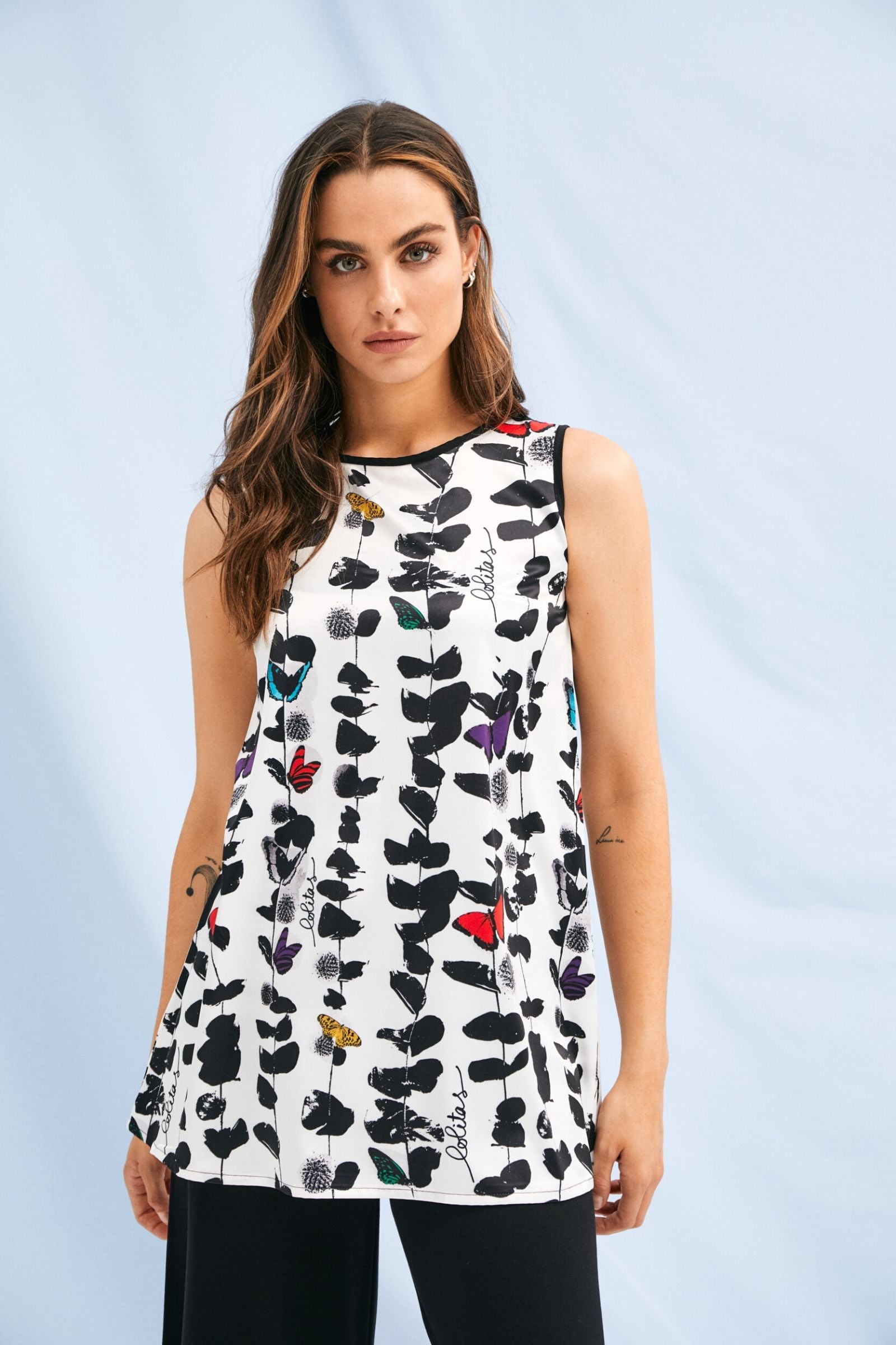 Camiseta estampado butterfly amplia sin mangas Lolitas&L - lolitasyl.com
