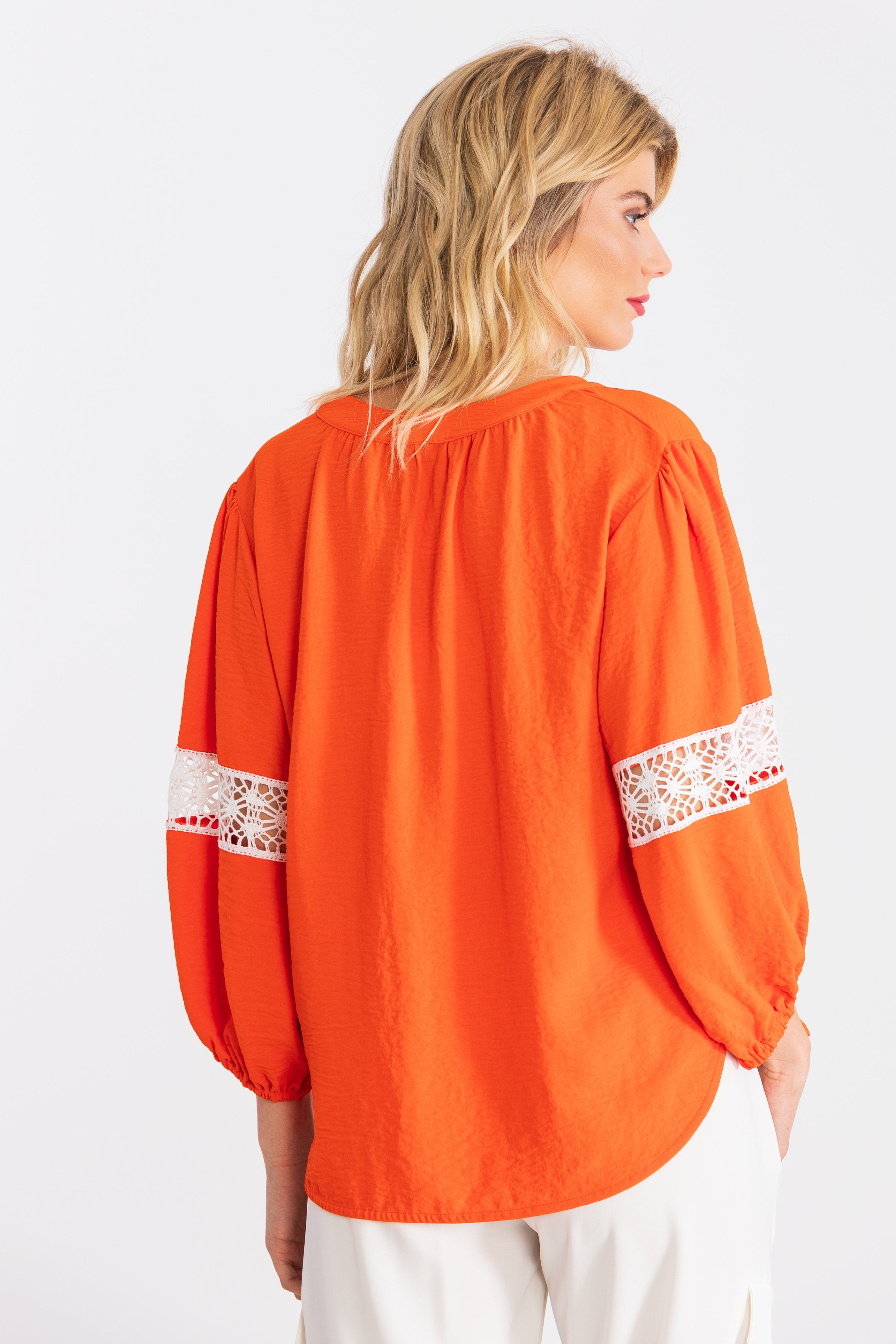 Camiseta naranja manga al codo con bordado ingles LolitasyL - lolitasyl.com