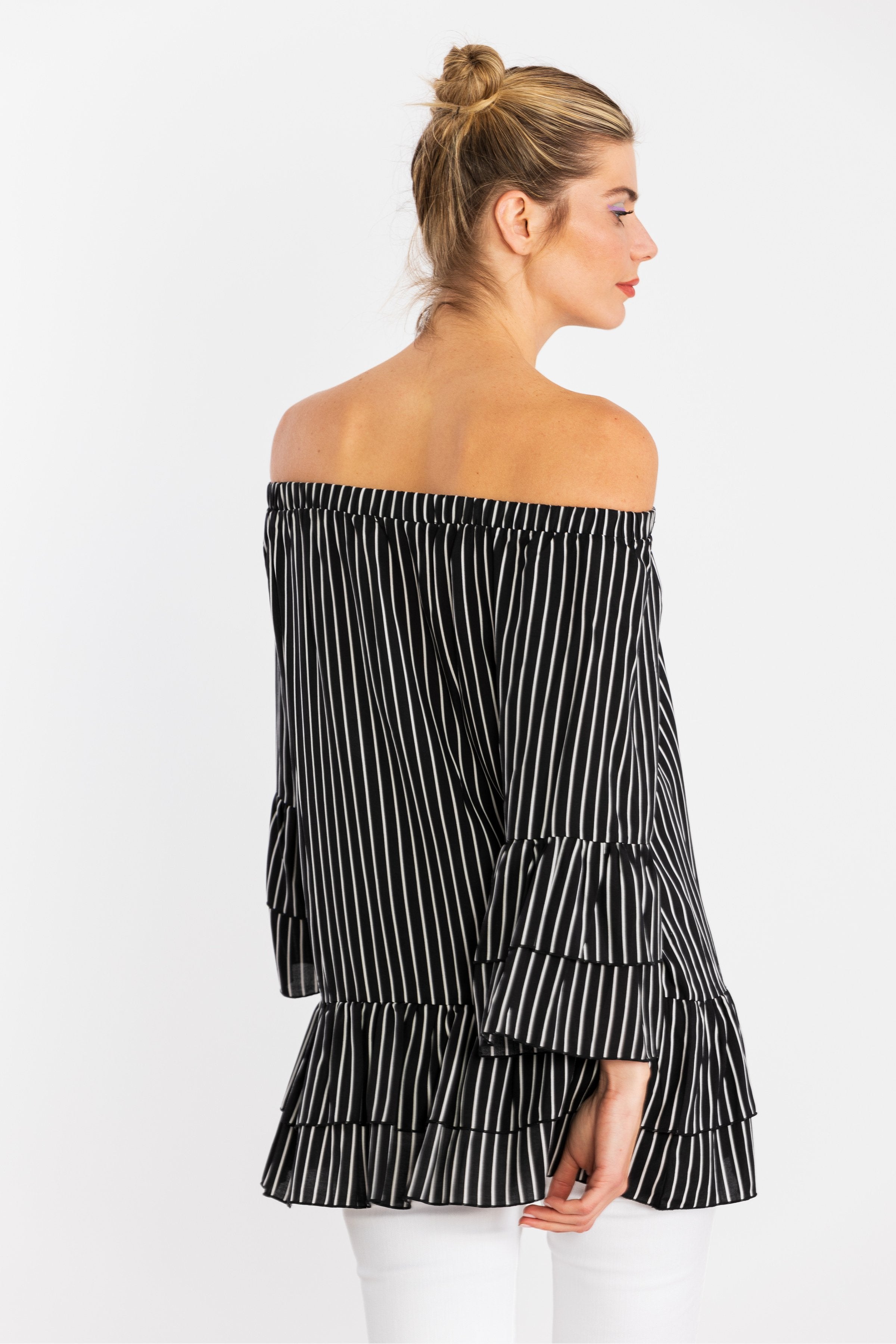 Camiseta negra larga de rayas palabra de honor LolitasyL - lolitasyl.com