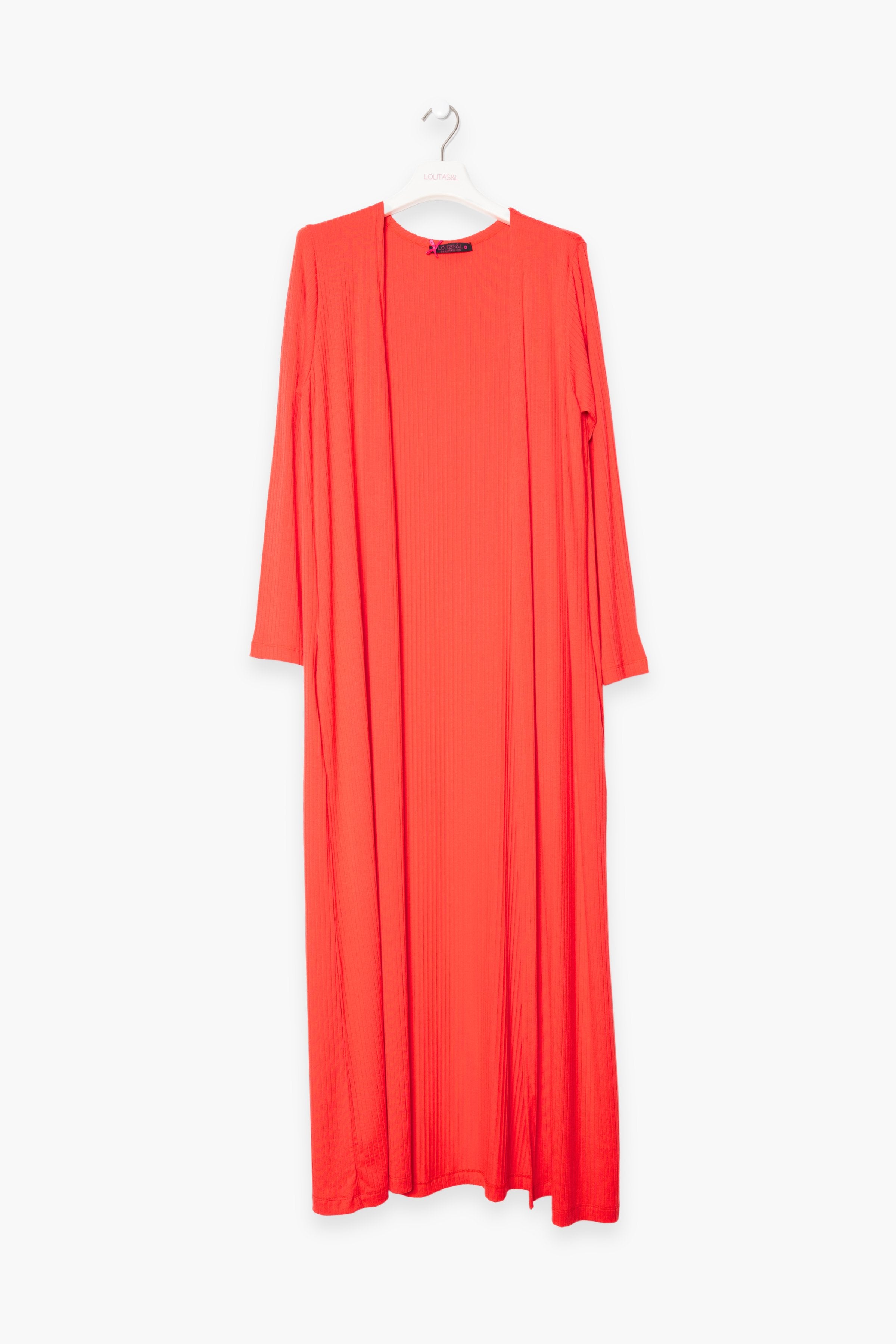 Chaqueta coral larga guardapolvos de punto rayado LolitasyL - lolitasyl.com