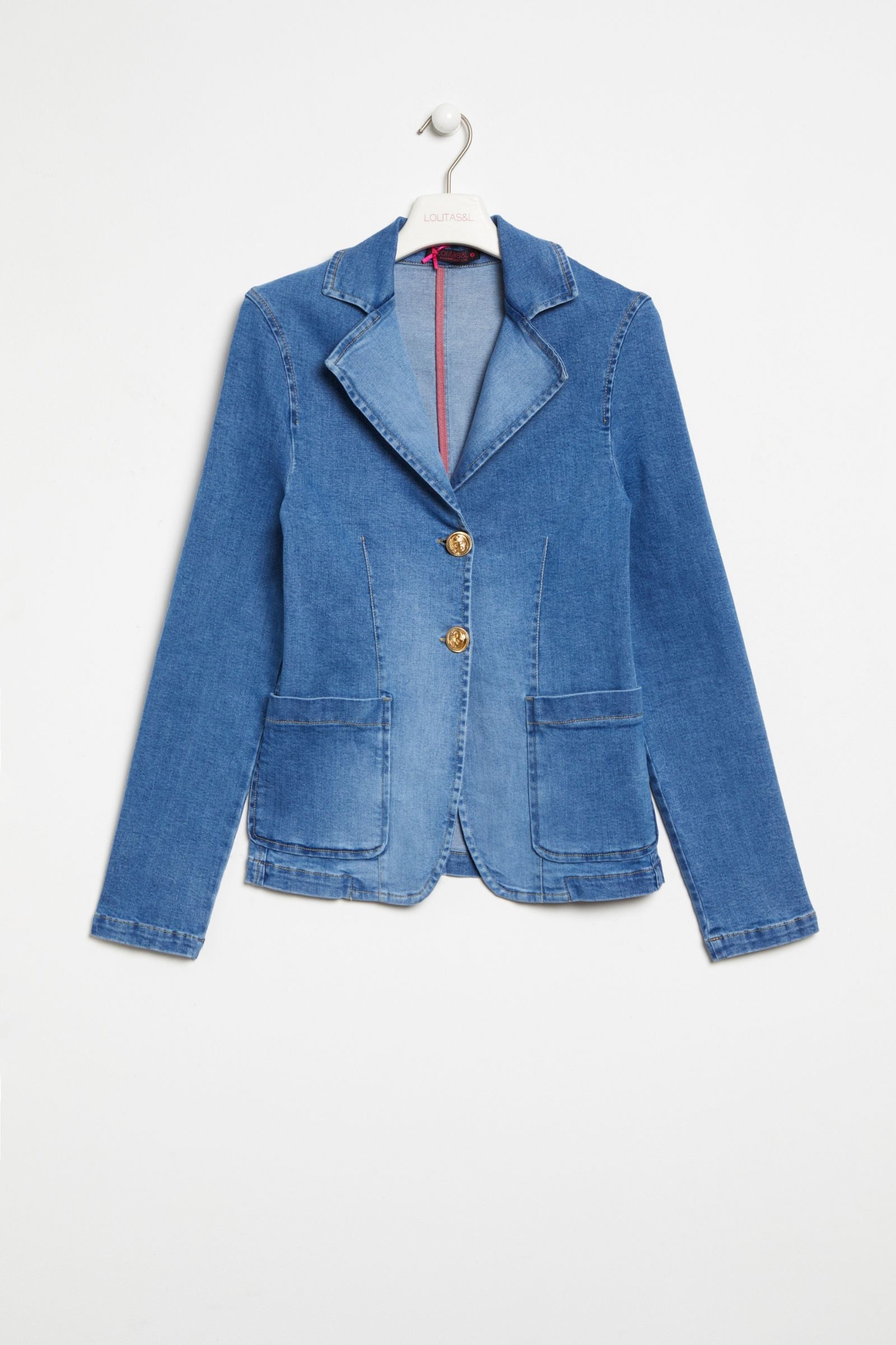 Chaqueta vaquera azul lavado botones dorados LolitasyL - lolitasyl.com