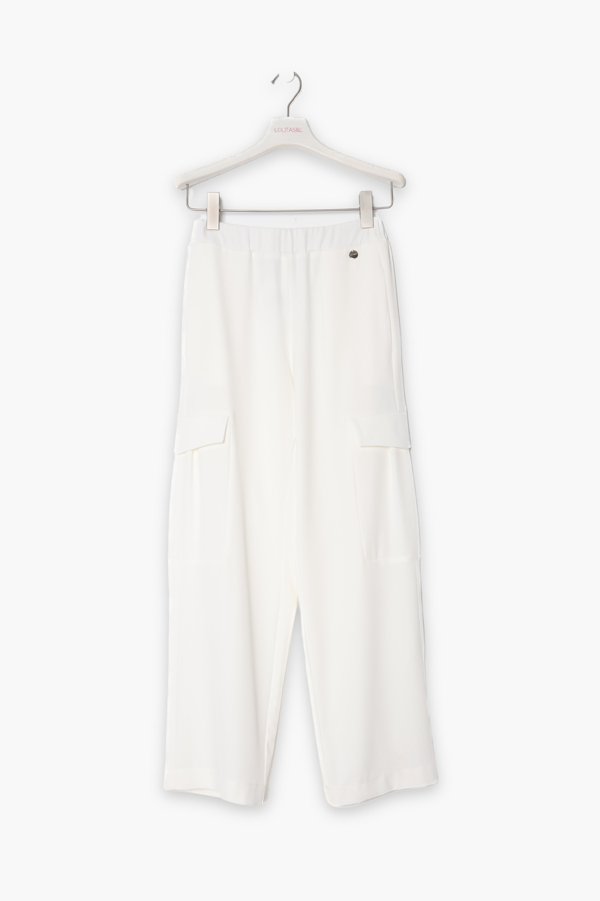 Pantalón blanco bolsillos militares con goma LolitasyL - lolitasyl.com