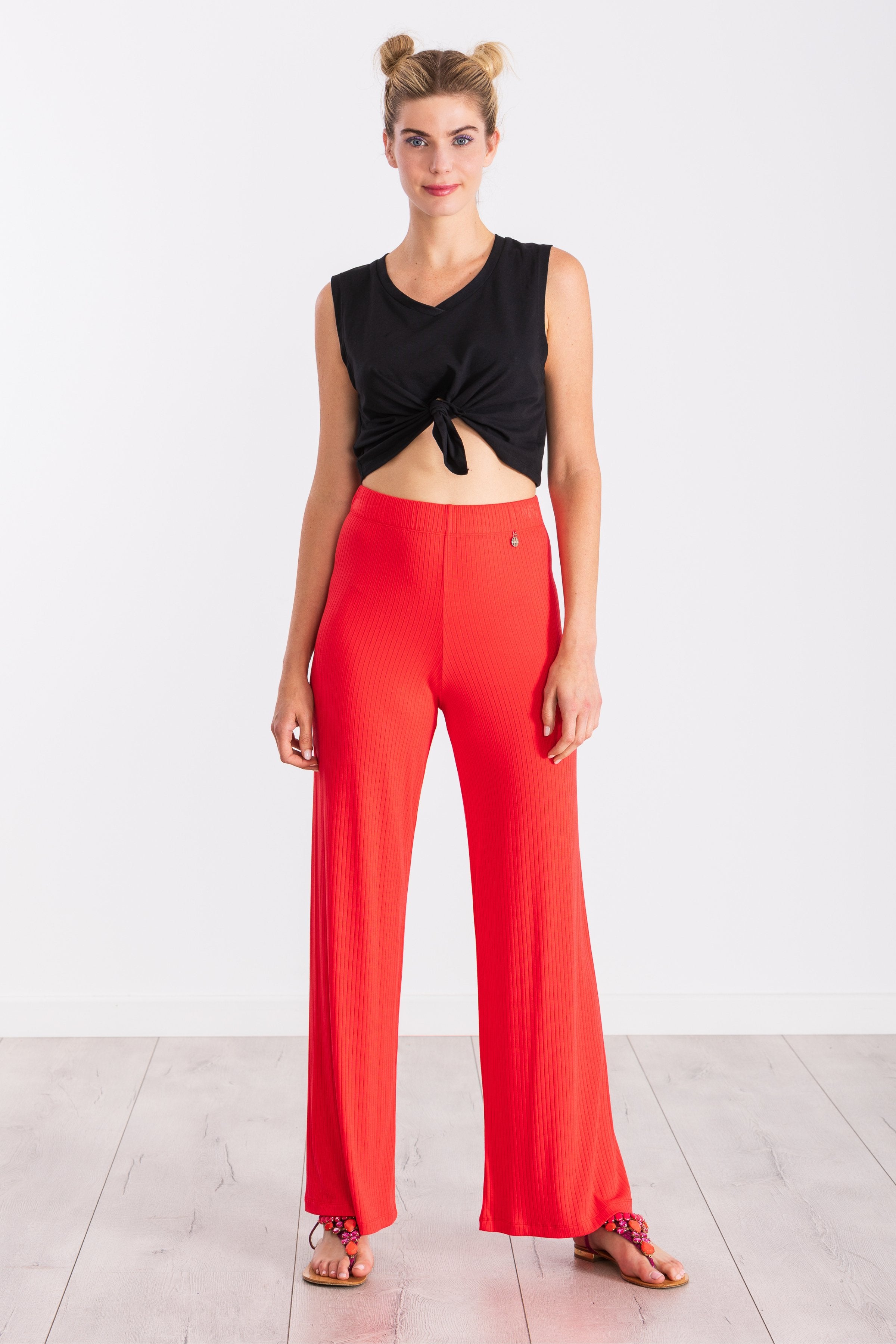 Pantalón coral punto rayado ancho LolitasyL - lolitasyl.com