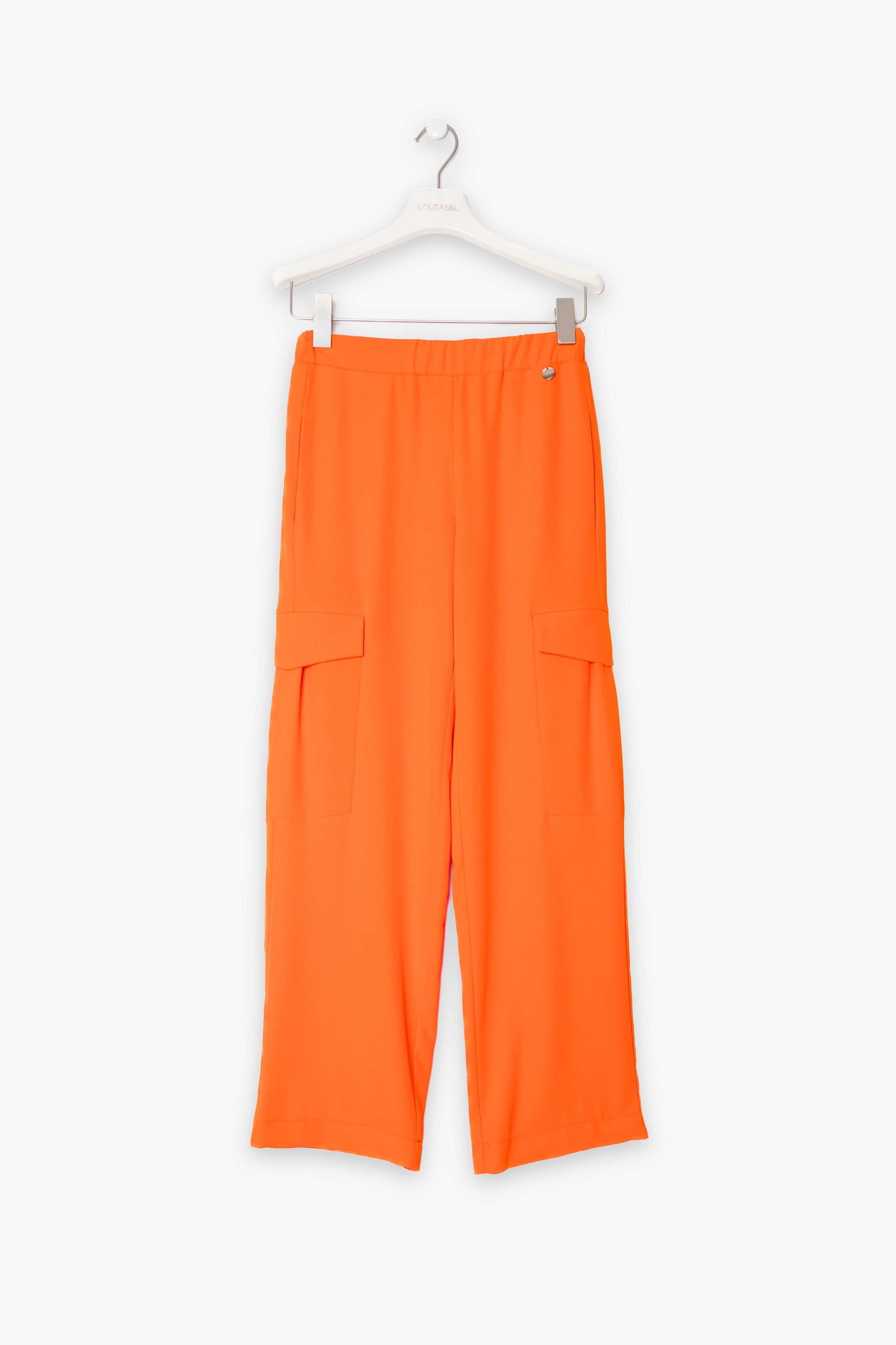 Pantalón naranja bolsillos militares con goma LolitasyL - lolitasyl.com