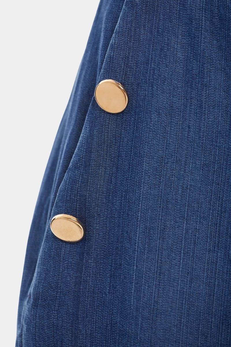 Pantalón vaquero azul ancho botones dorados - lolitasyl.com