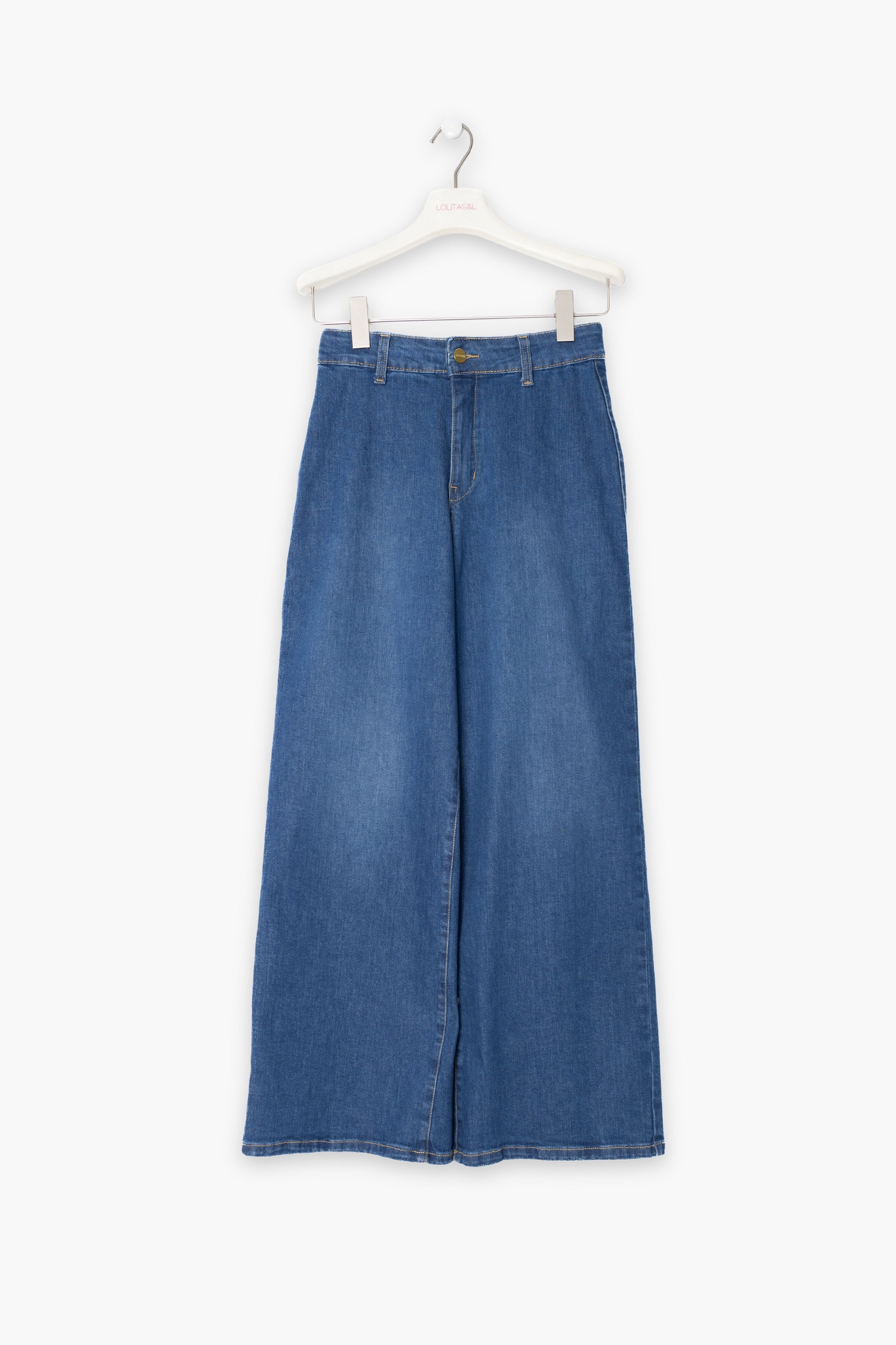 Pantalon vaquero azul lavado con bolsillos anchos LolitasyL - lolitasyl.com