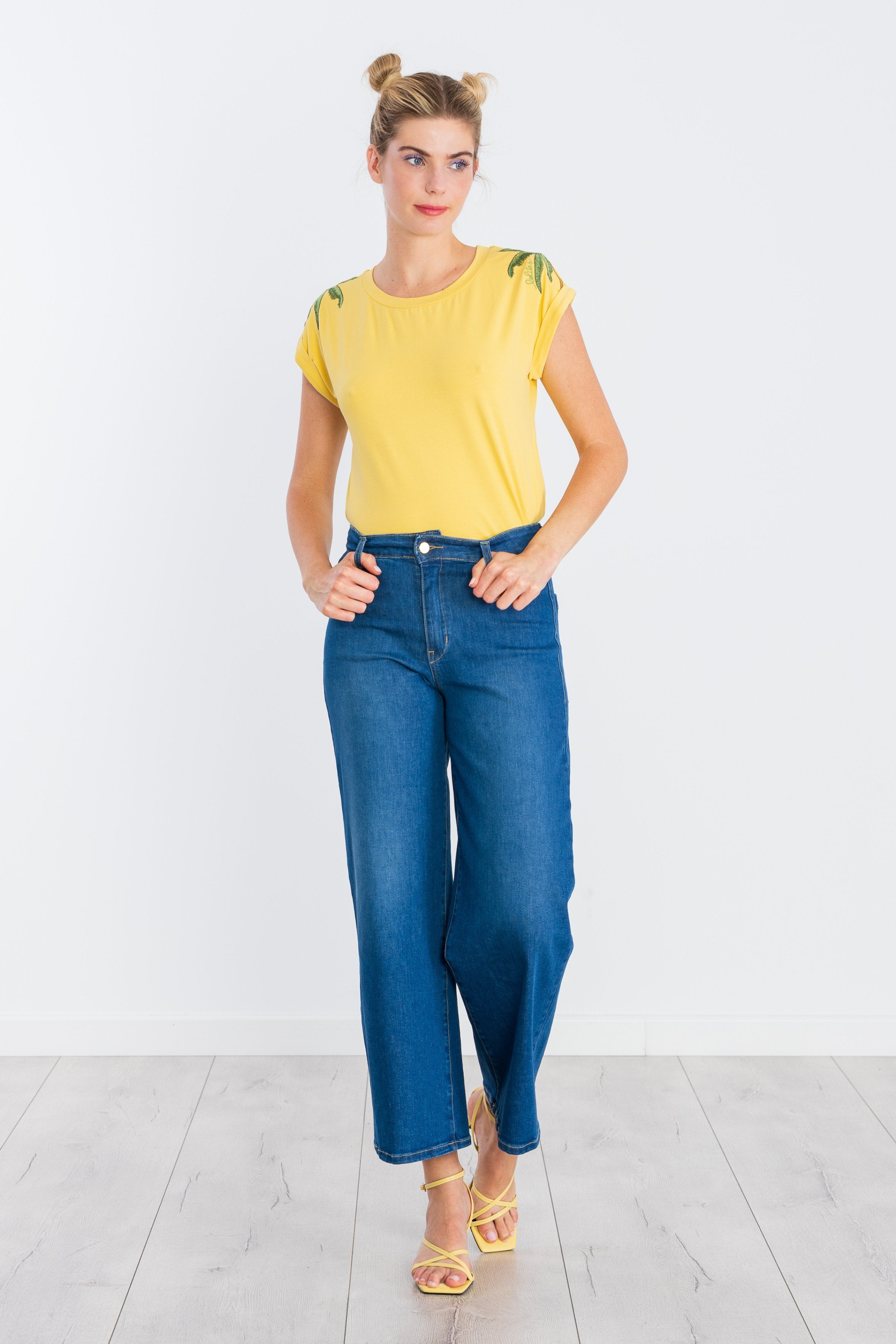 Pantalon vaquero azul lavado con bolsillos anchos LolitasyL - lolitasyl.com