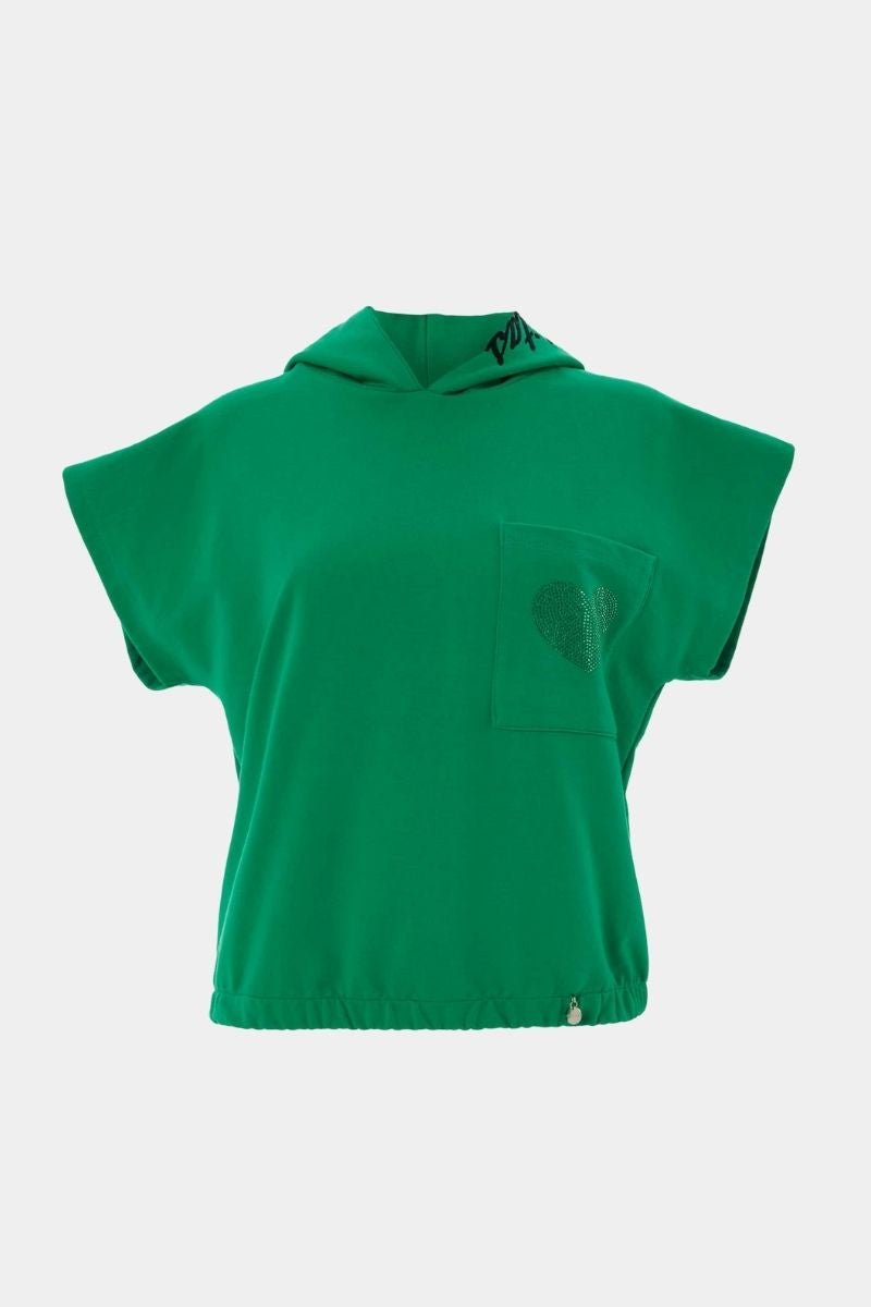 Sudadera verde corta capucha logo - lolitasyl.com