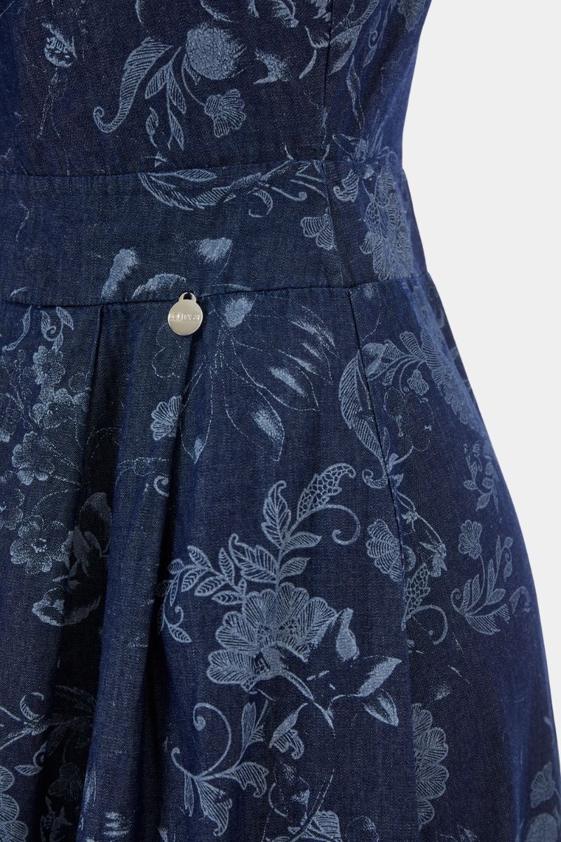 Vestido azul vaquero largo estampado tirantes - lolitasyl.com