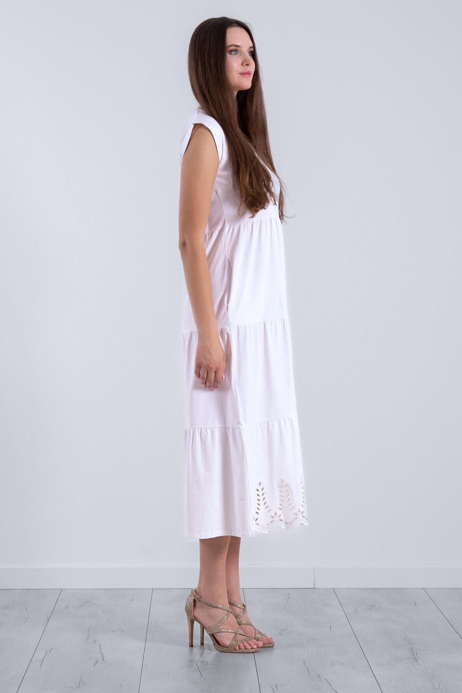 Vestido blanco algodon largo con bordado al tono Lolitas&L - lolitasyl.com
