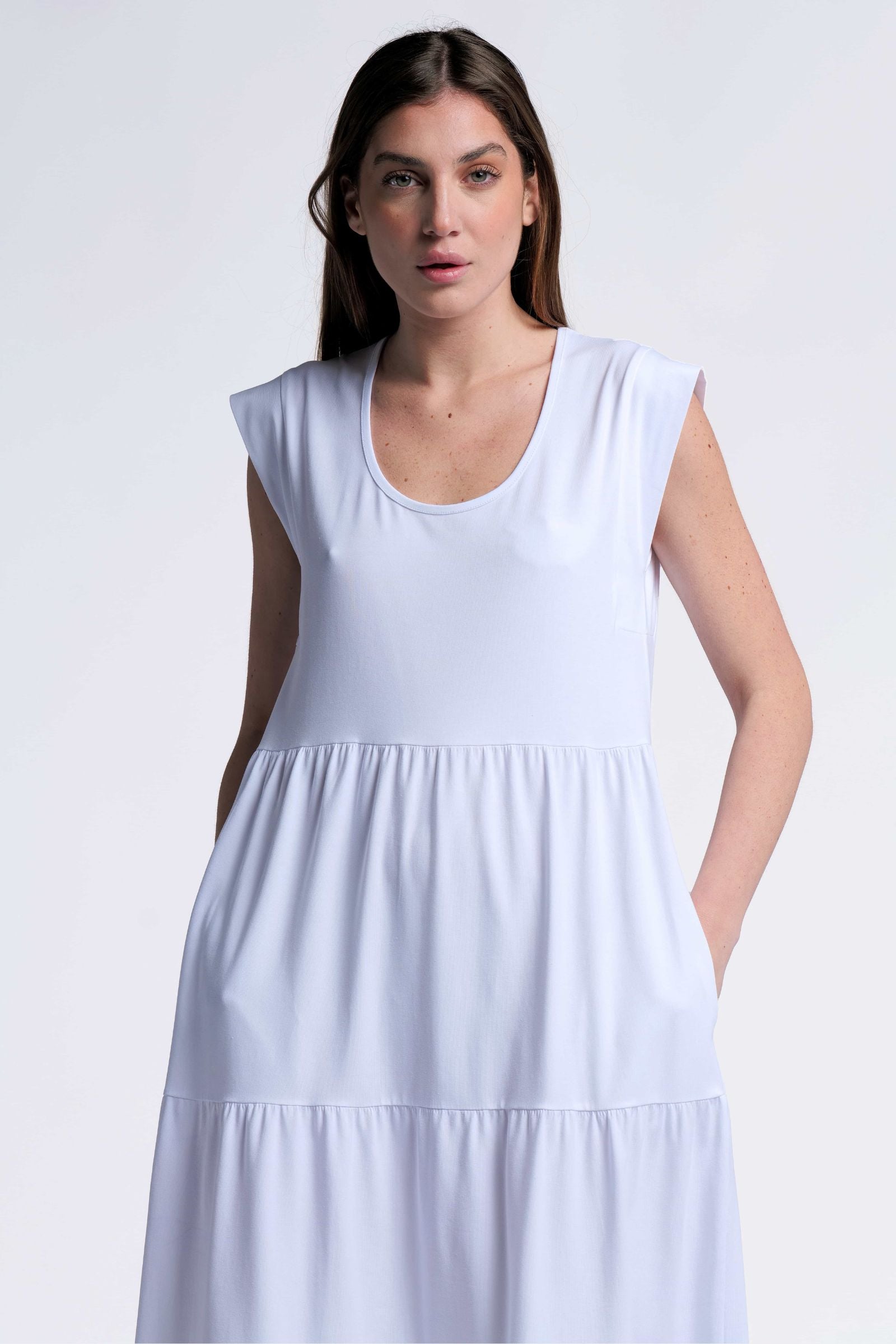 Vestido blanco algodon largo con bordado al tono Lolitas&L - lolitasyl.com