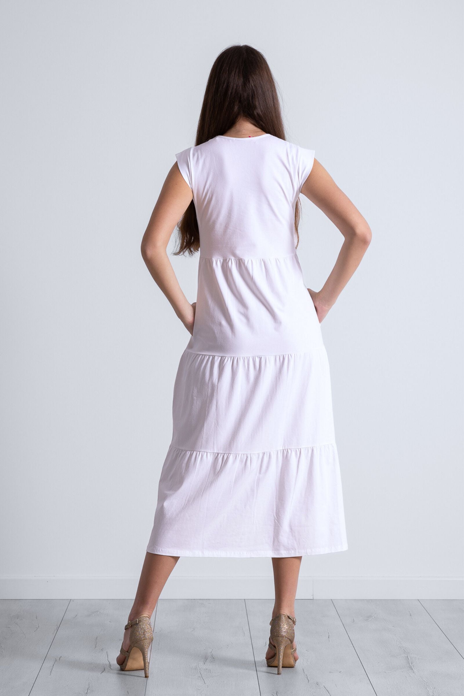 Vestido blanco algodon largo con bordado al tono Lolitas&L - lolitasyl.com