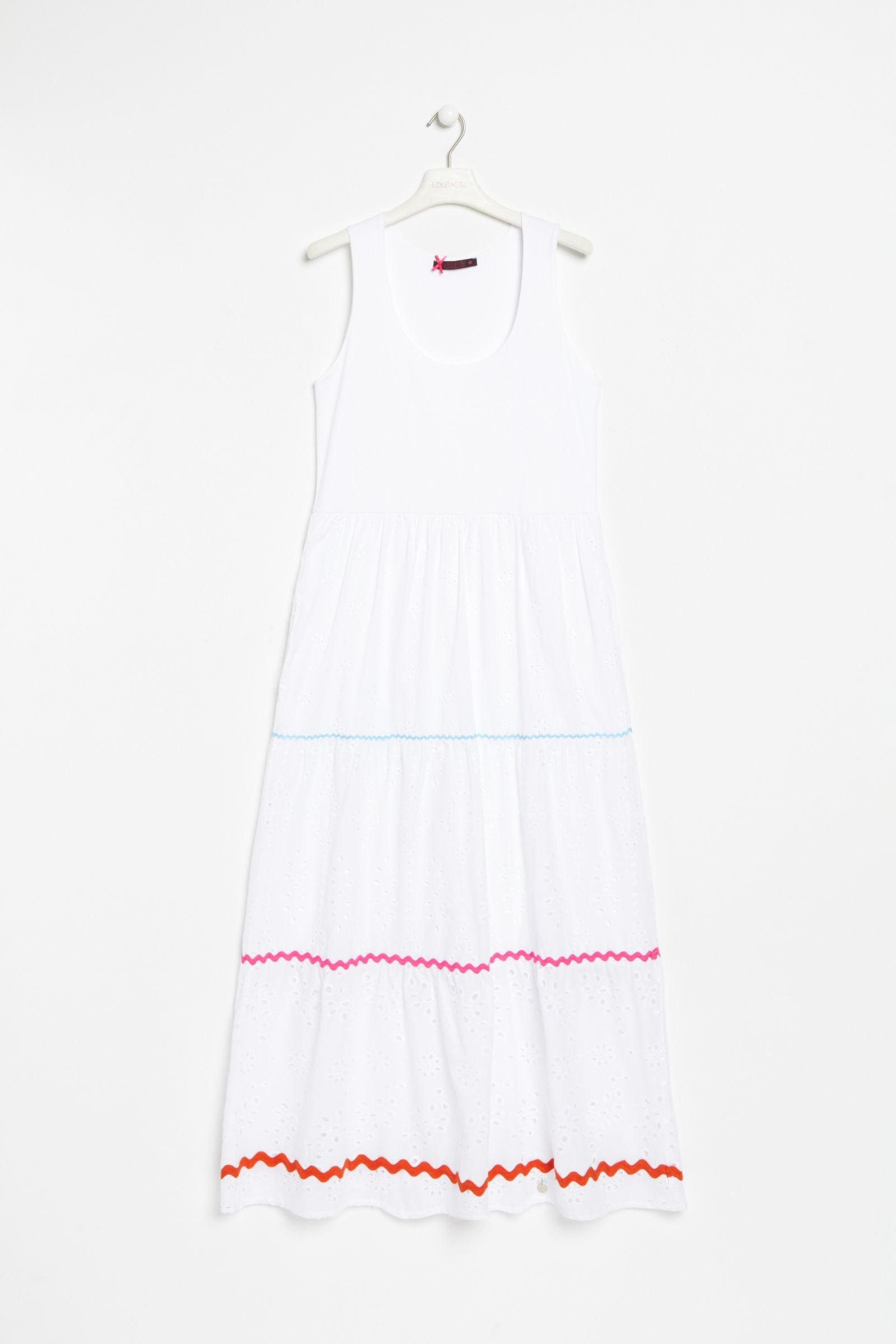 Vestido blanco largo sin mangas con picueta y grogre Lolitas&L - lolitasyl.com