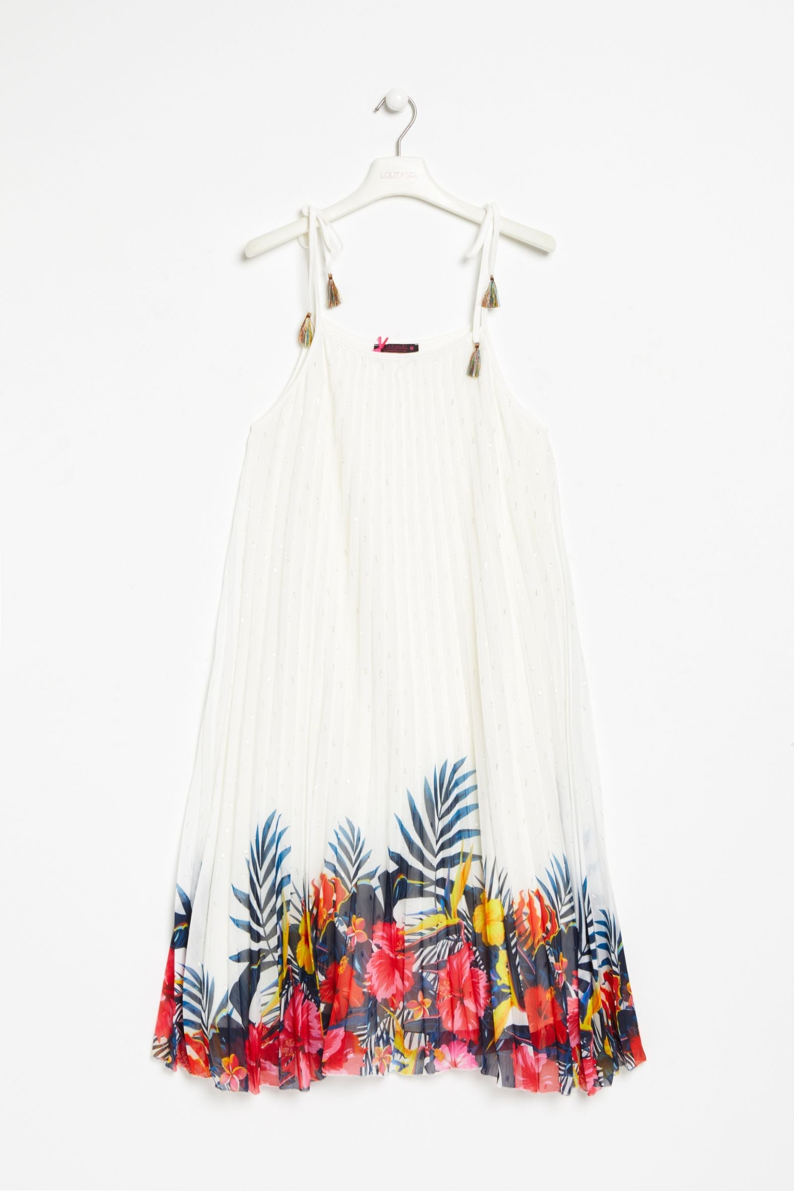Vestido blanco plisado con estampado caribe Lolitas&L - lolitasyl.com