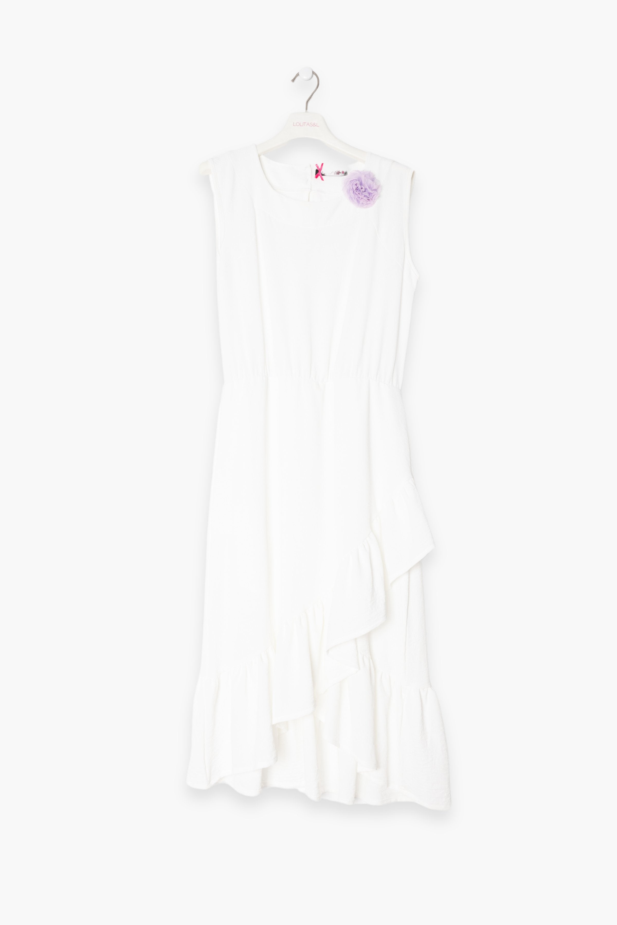 Vestido blanco sin mangas con volante LolitasyL - lolitasyl.com