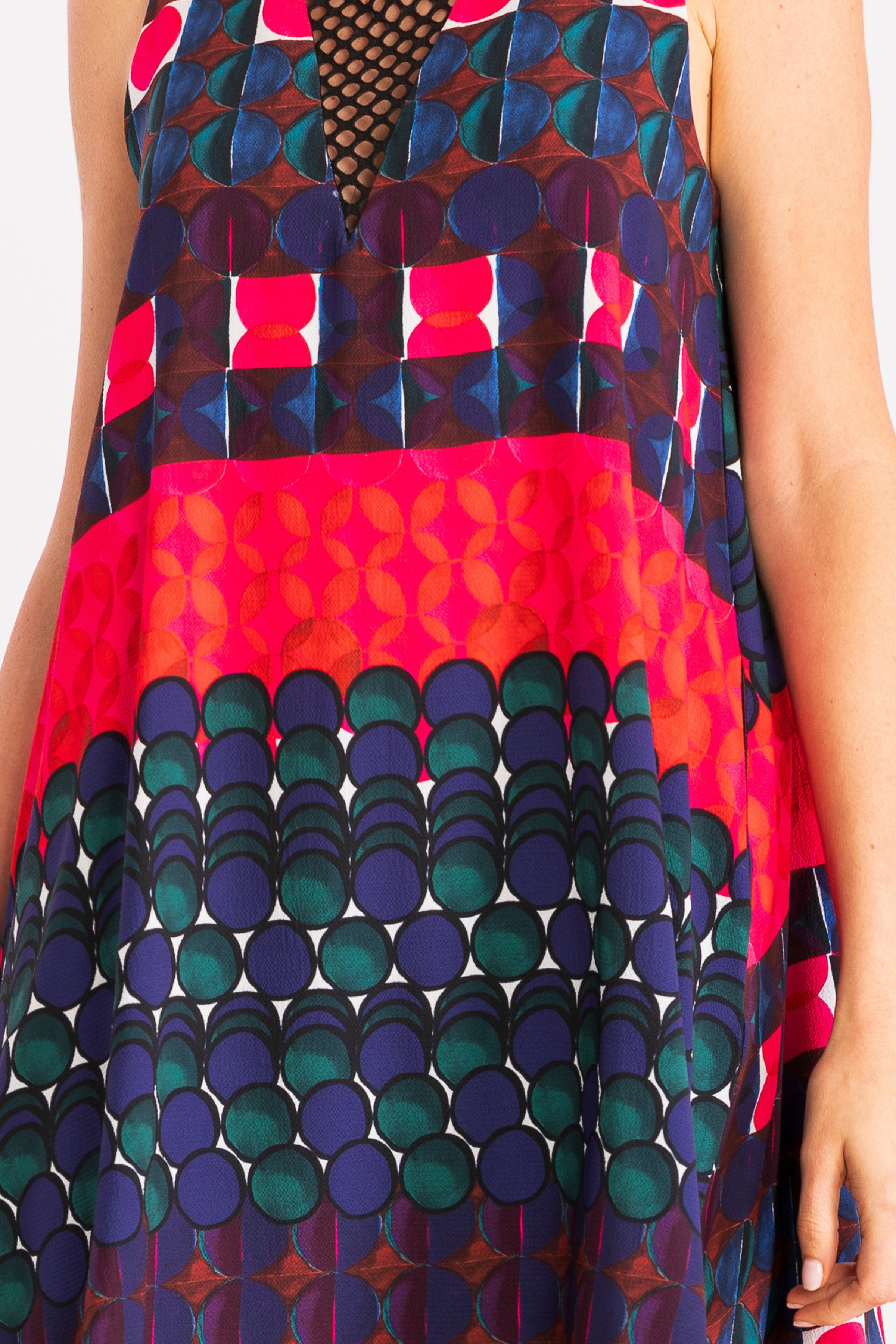 Vestido corto estampado Geometrico escote red LolitasyL - lolitasyl.com