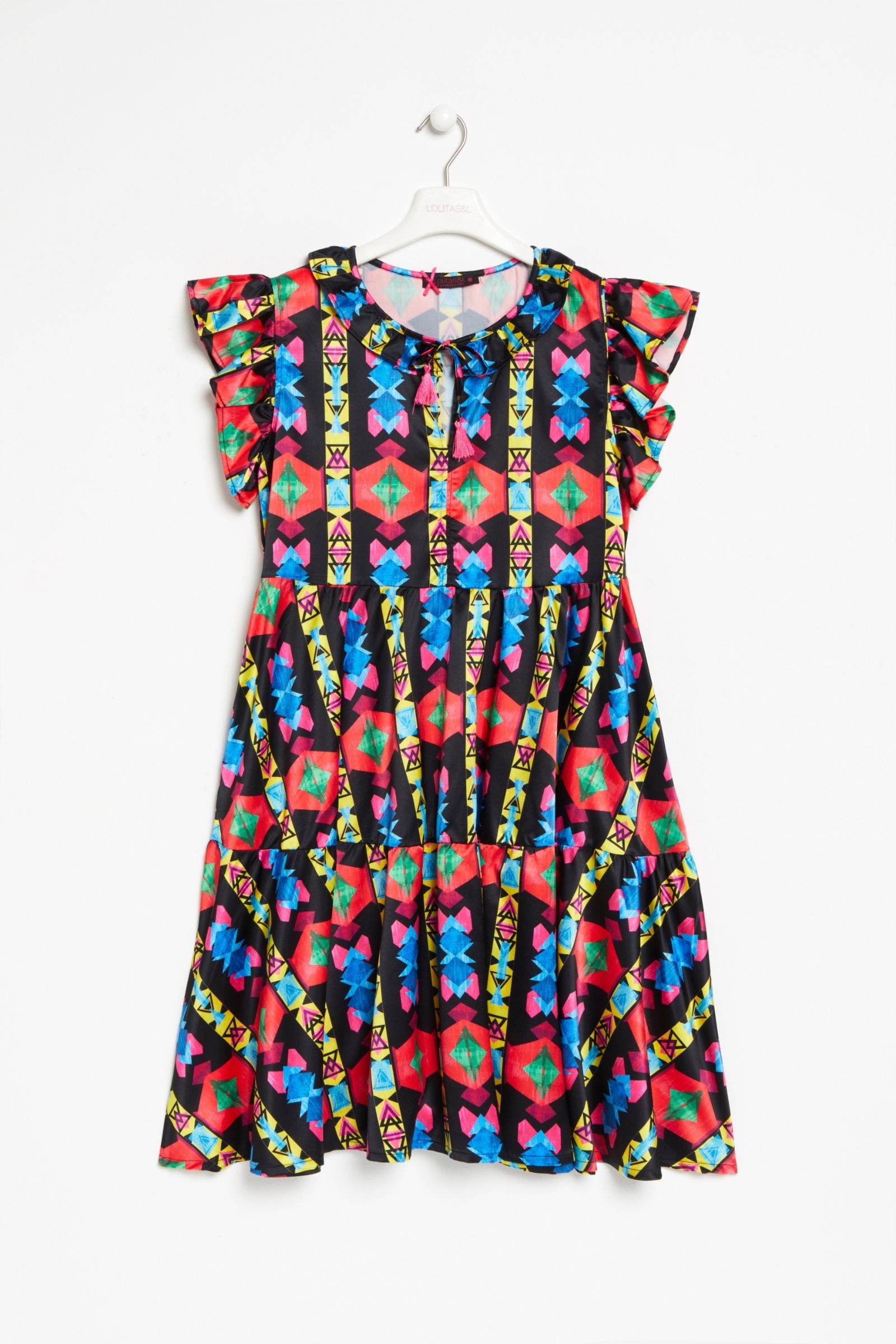 Vestido estampado etnico sisa con volantes Lolitas&L - lolitasyl.com