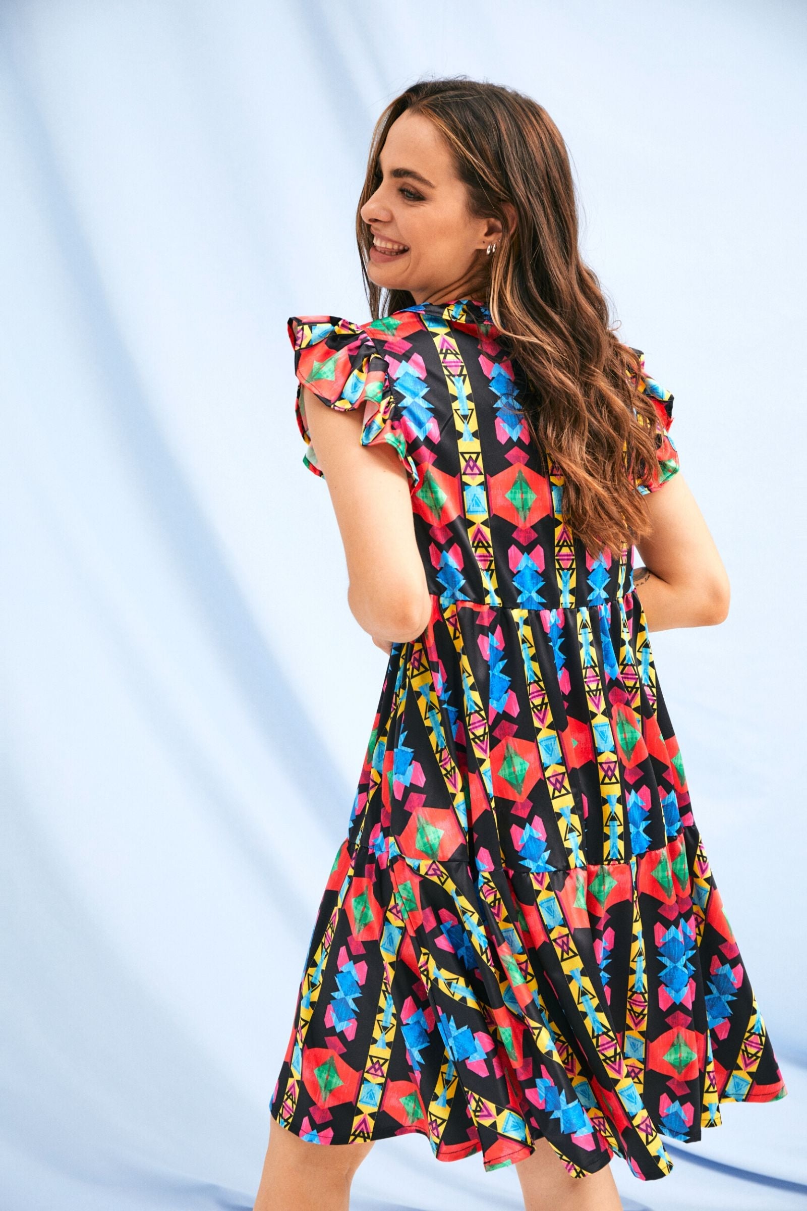 Vestido estampado etnico sisa con volantes Lolitas&L - lolitasyl.com