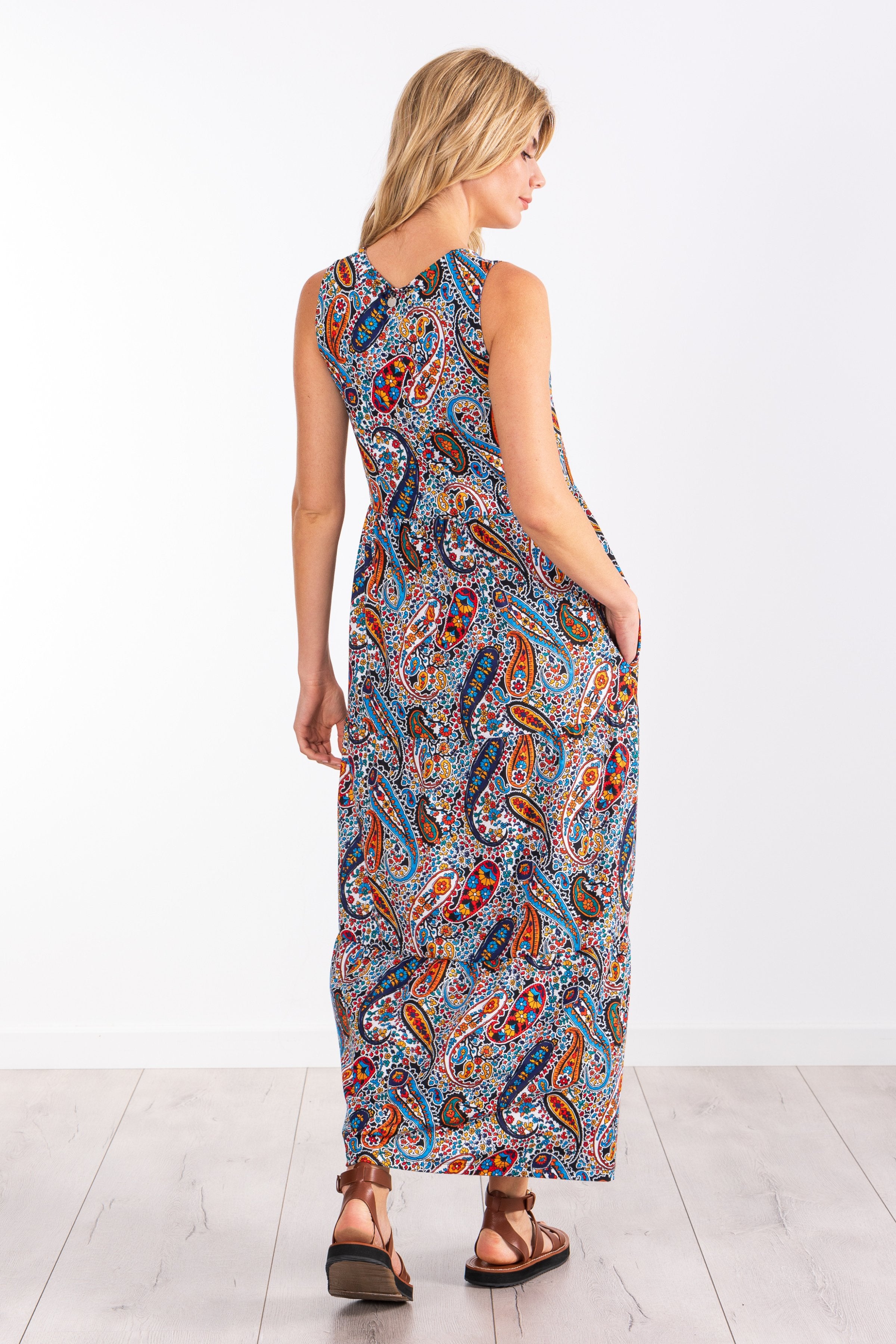 Vestido estampado paisley largo de tirantes - lolitasyl.com