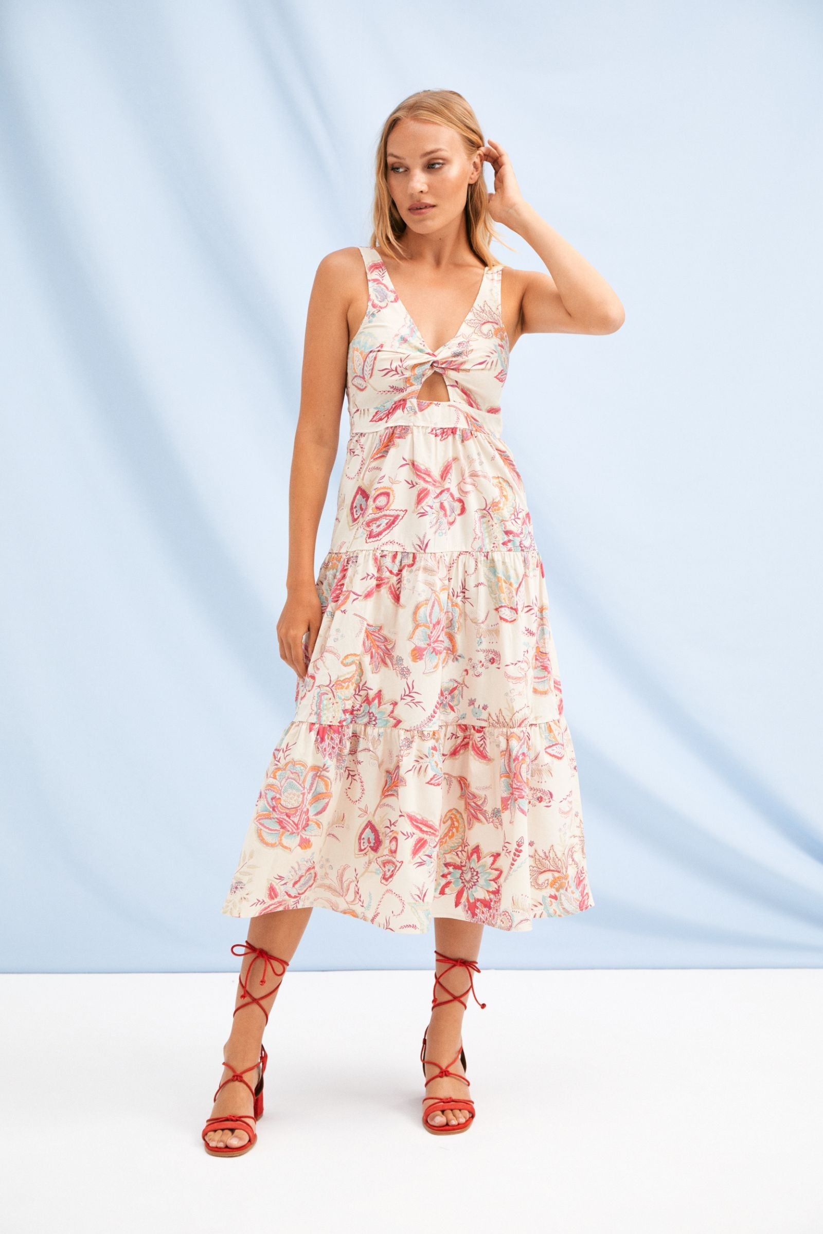 Vestido largo estampado Gardenia tirantes pecho cruzado LolitasyL - lolitasyl.com