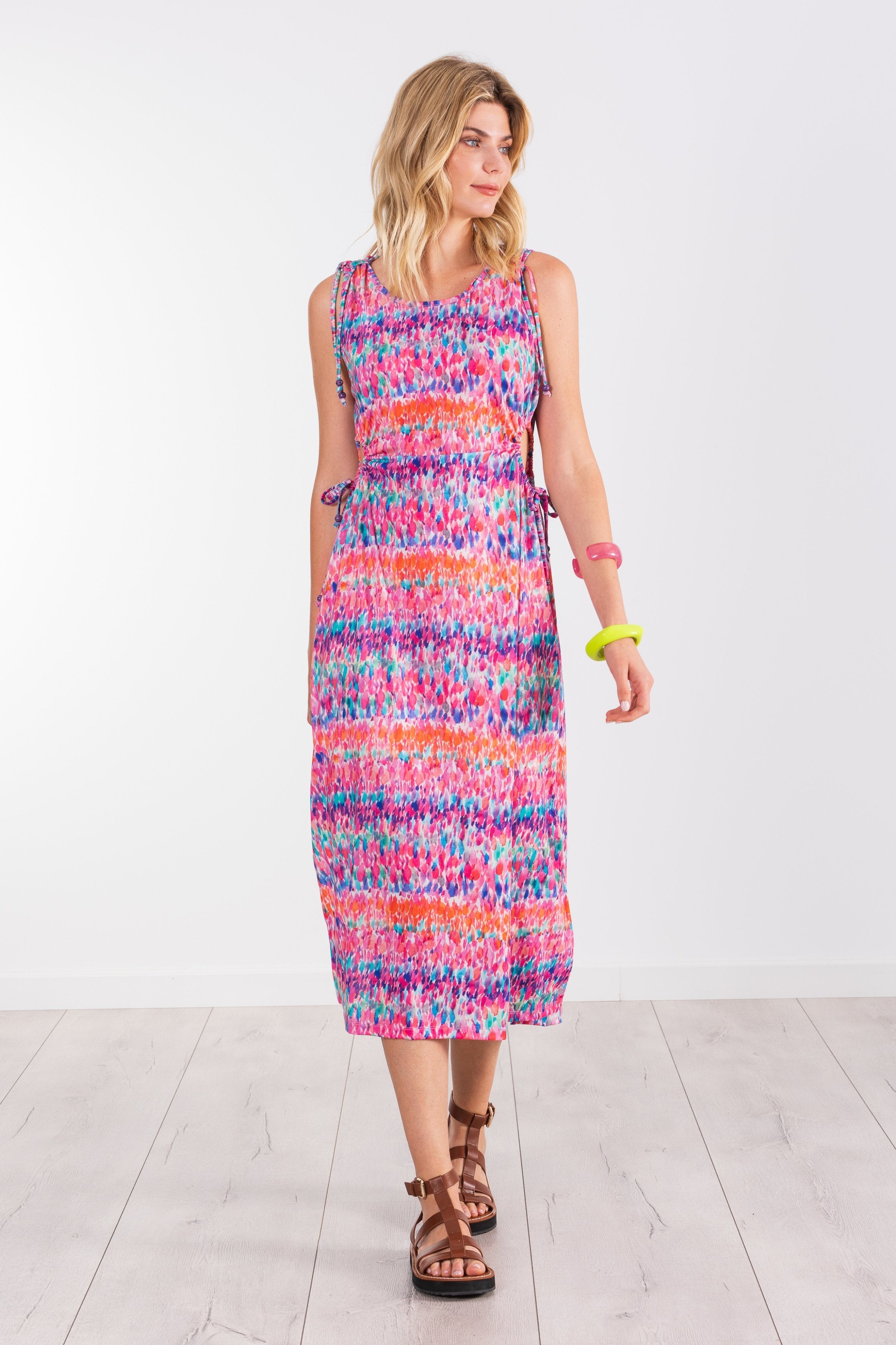 Vestido largo estampado Water Colour abertura en los costados LolitasyL - lolitasyl.com