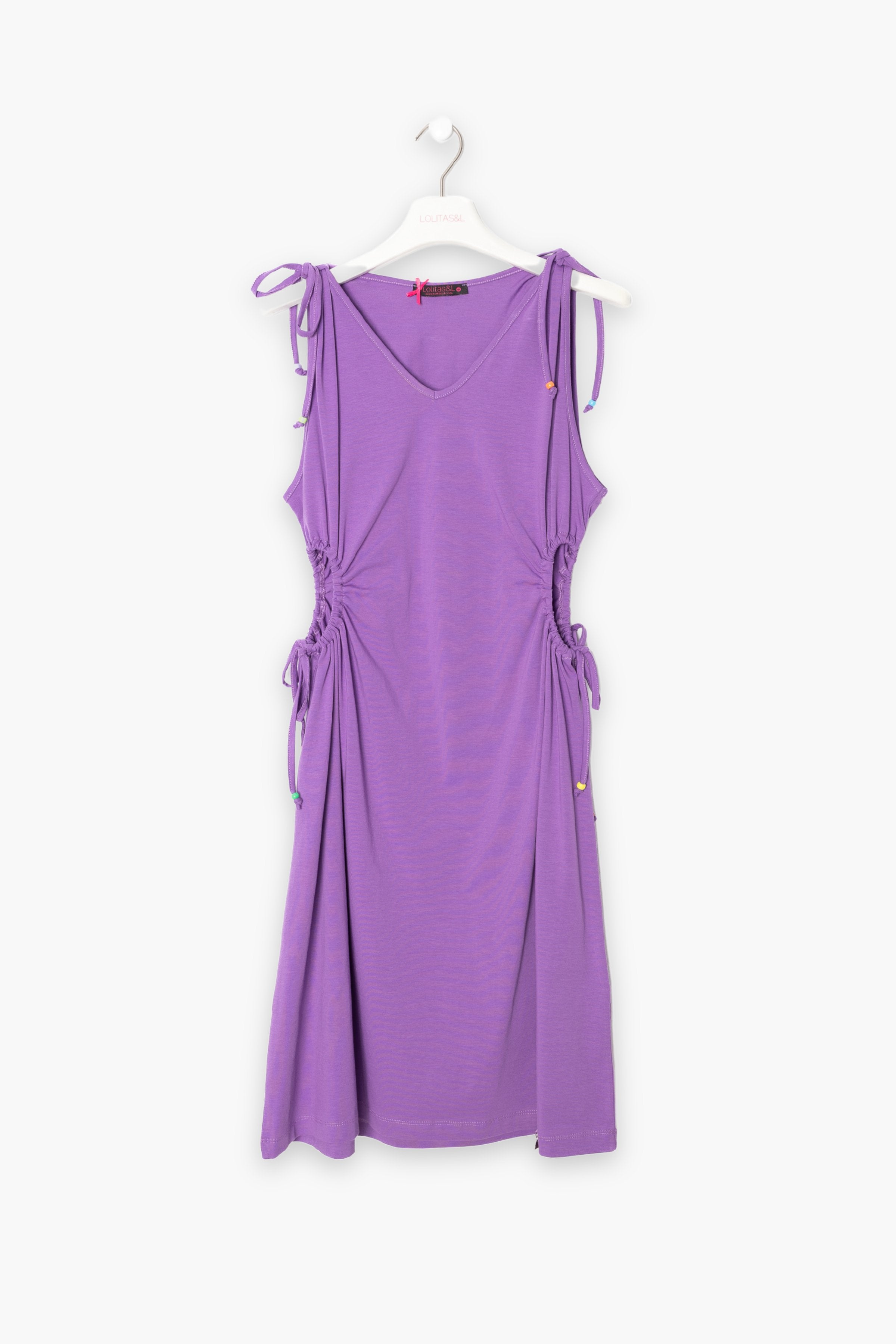 Vestido malva corto tirantes con aberturas LolitasyL - lolitasyl.com