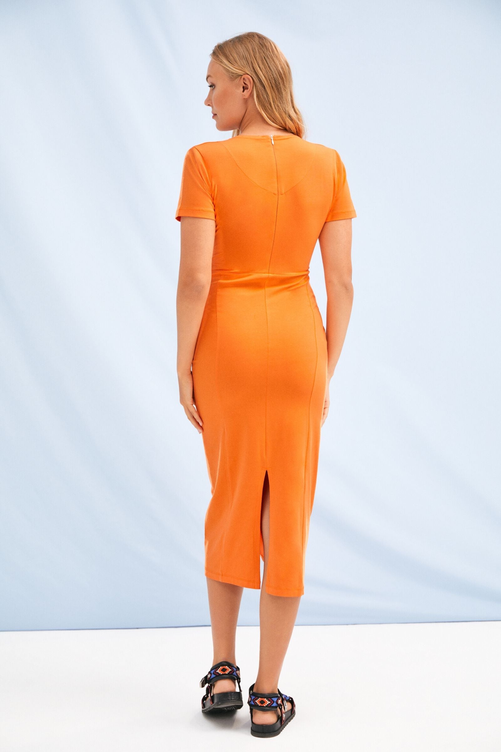 Vestido naranja cruzado en el pecho largo Lolitas&L - lolitasyl.com