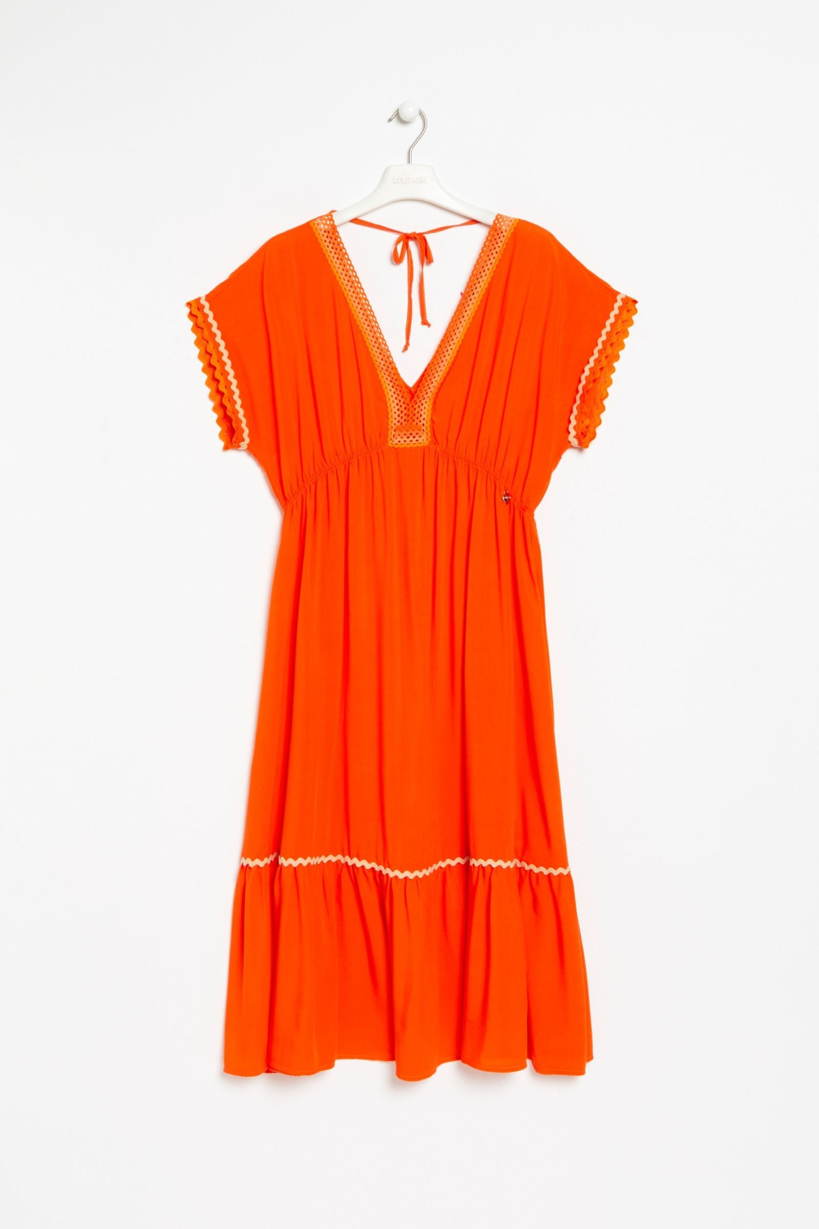 Vestido naranja largo escote amplio con picueta Lolitas&L - lolitasyl.com