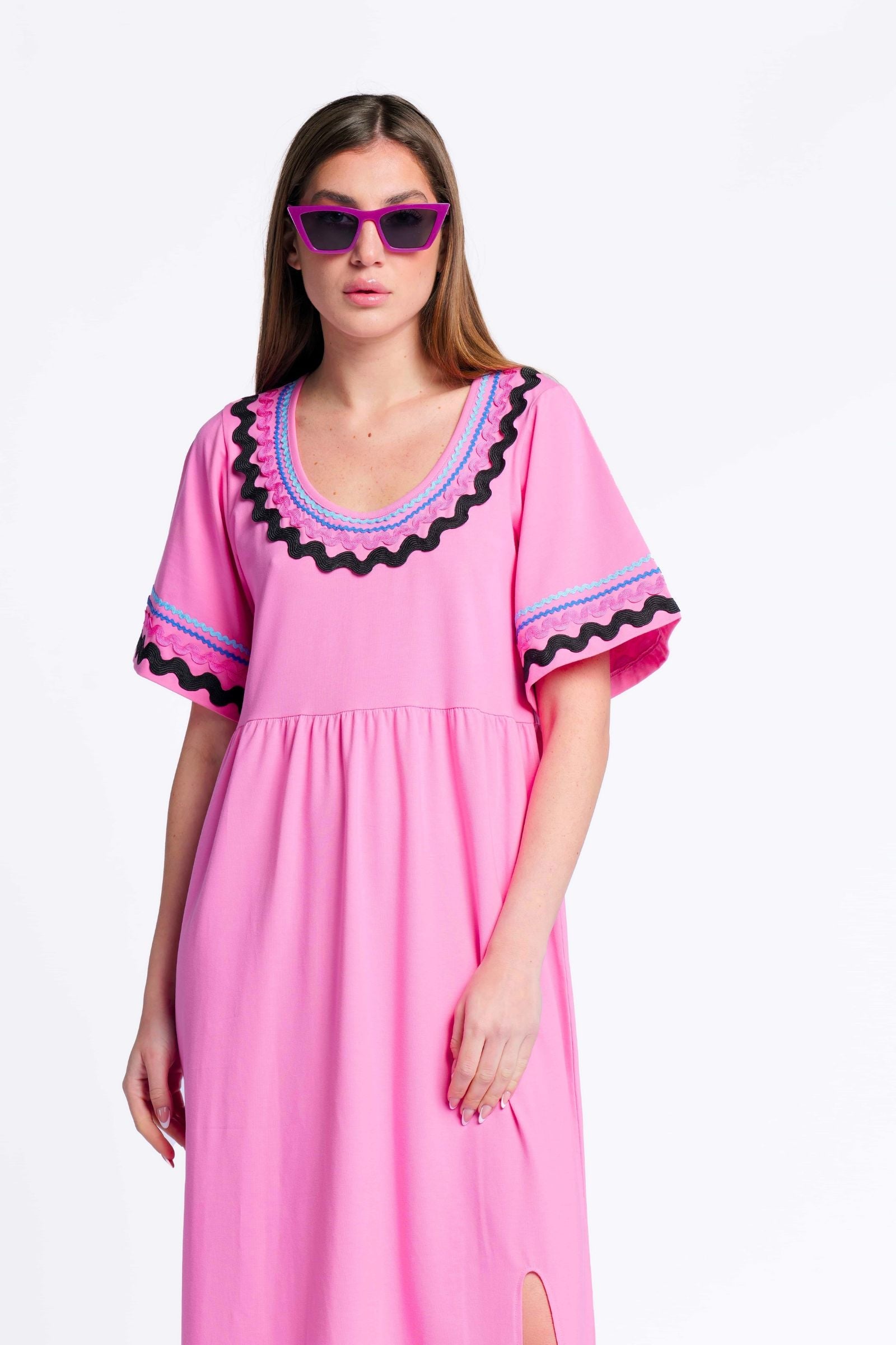 Vestido rosa algodon largo con picunela Lolitas&L - lolitasyl.com