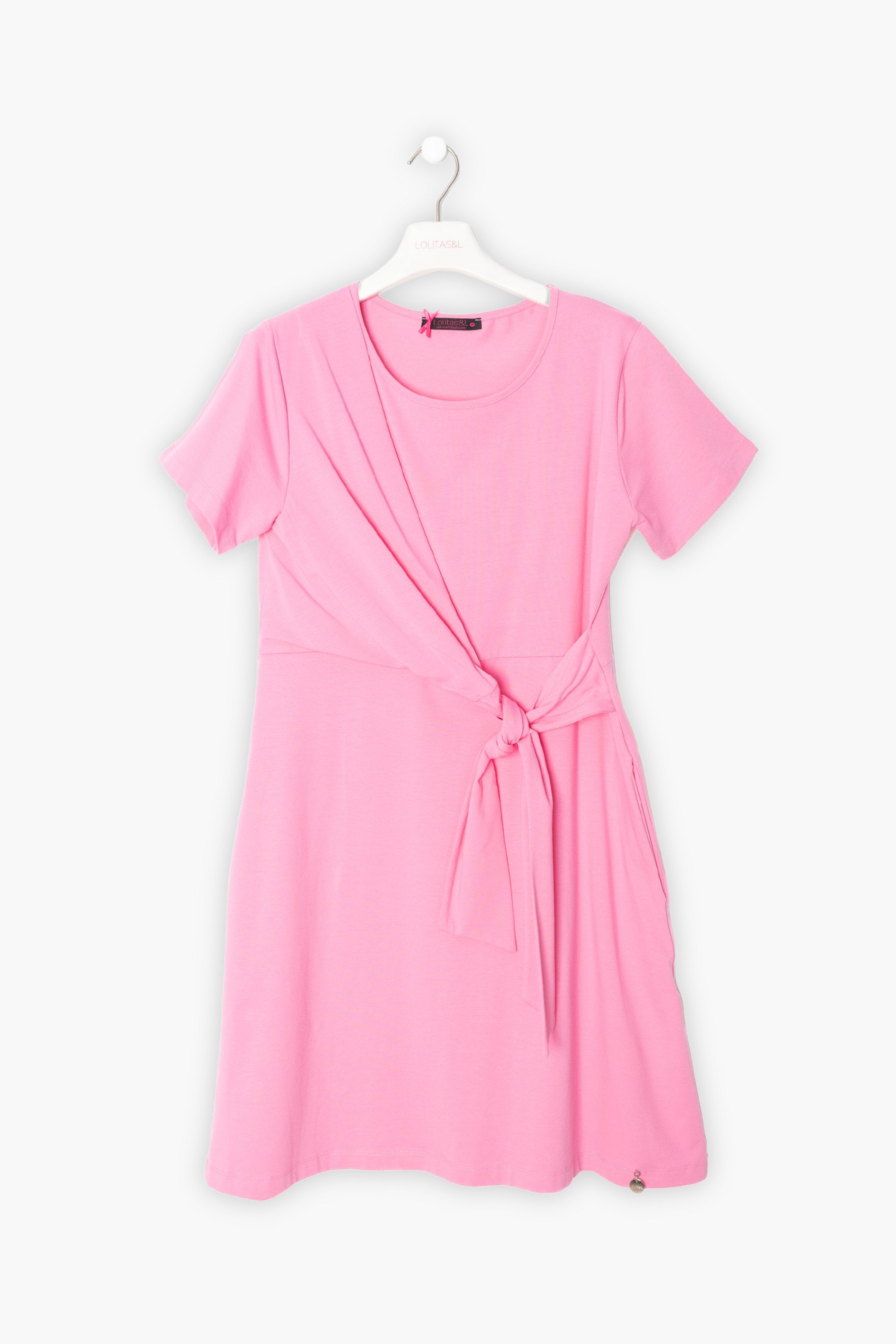 Vestido rosa corto anudado LolitasyL - lolitasyl.com