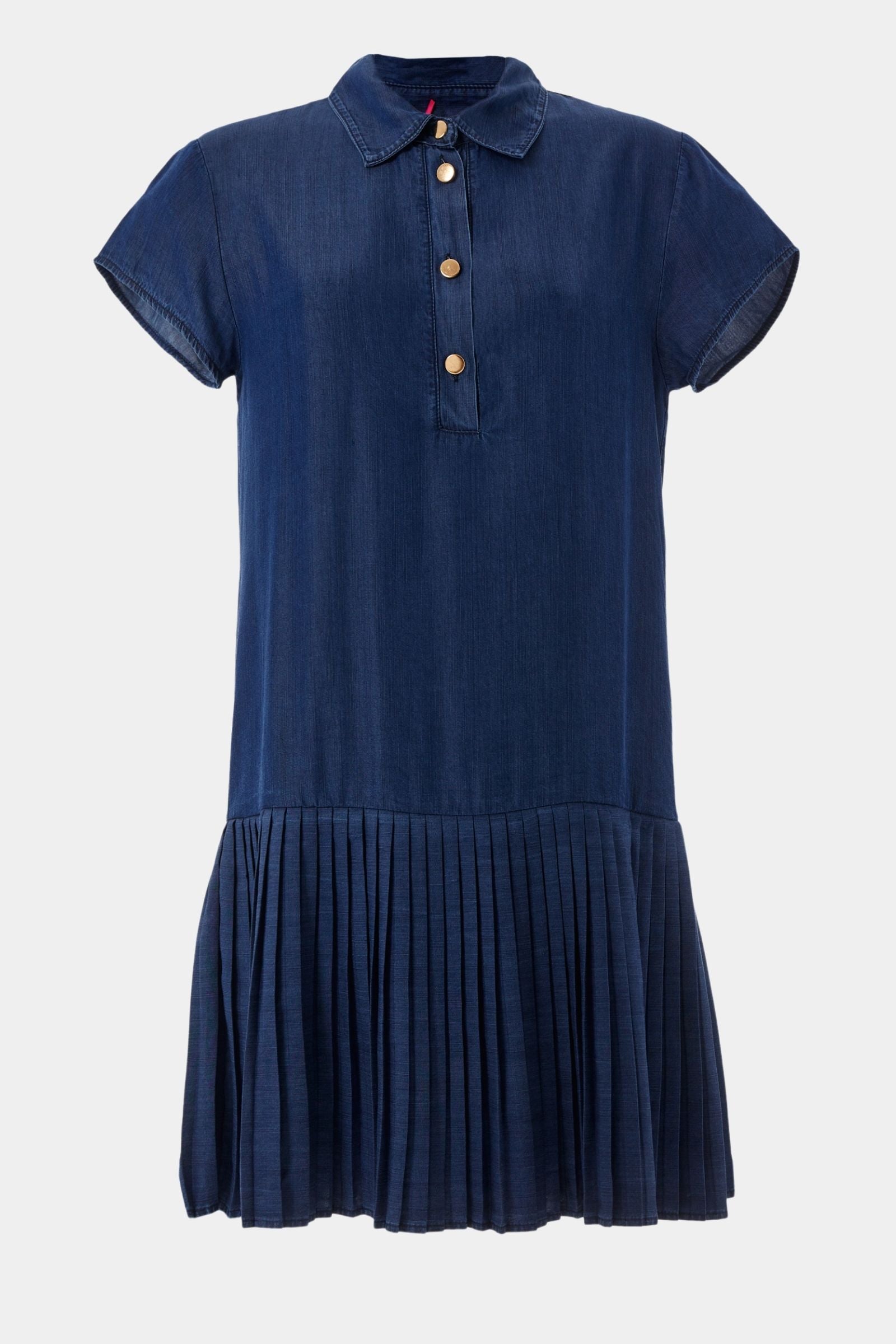 Vestido vaquero azul camisero con plisado - lolitasyl.com