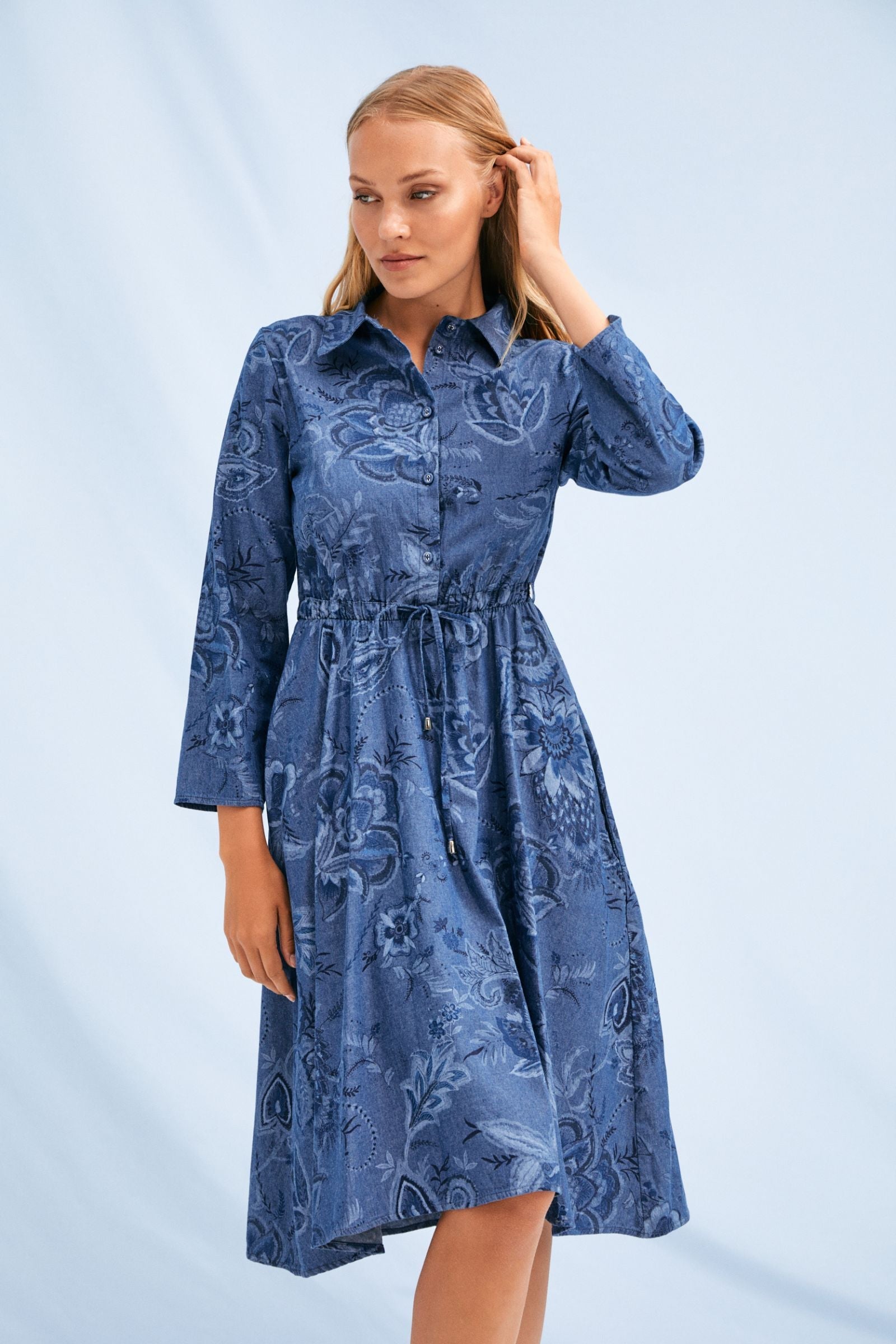 Vestido vaquero estampado flores abotonado Lolitas&L - lolitasyl.com