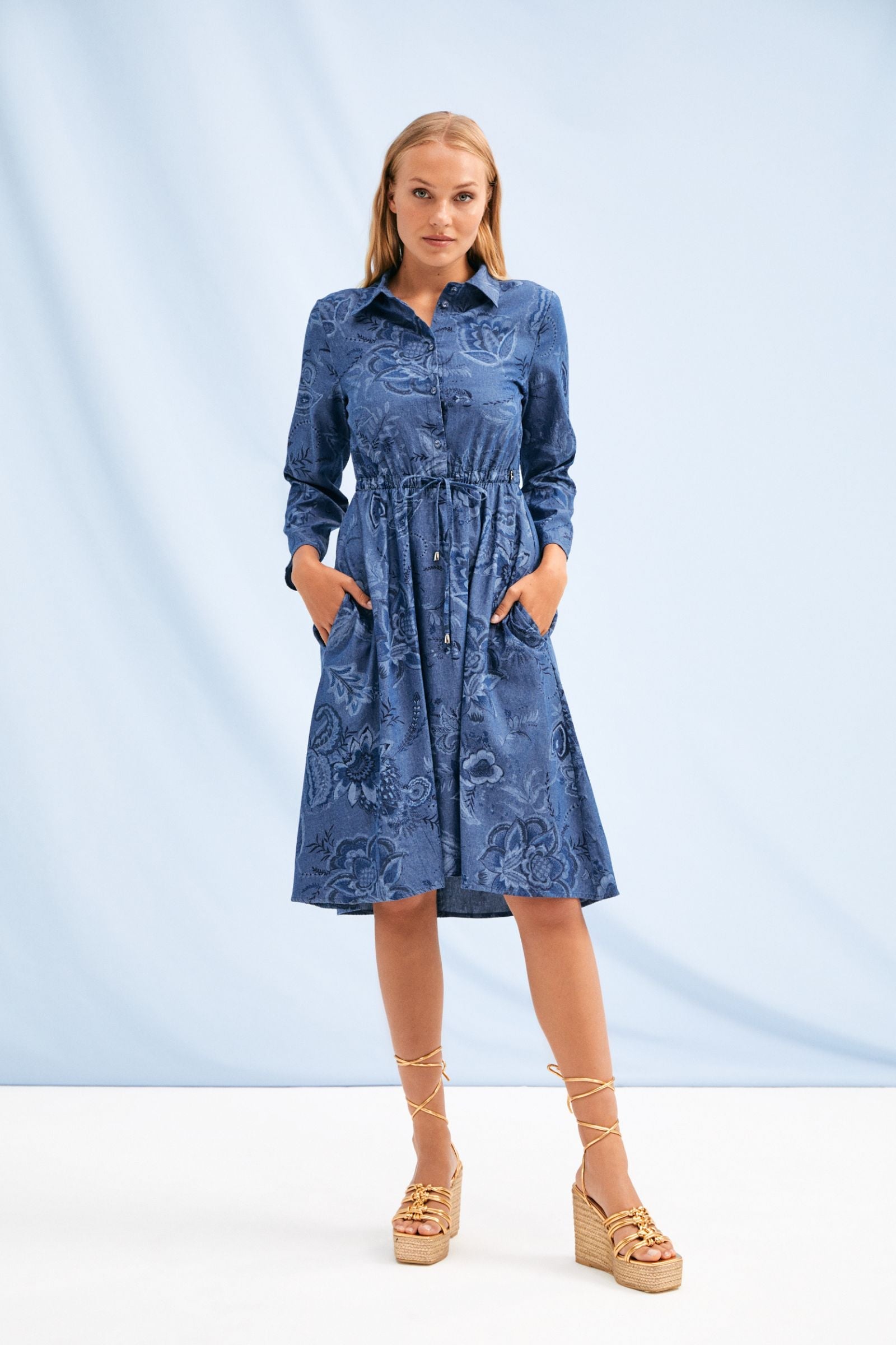 Vestido vaquero estampado flores abotonado Lolitas&L - lolitasyl.com