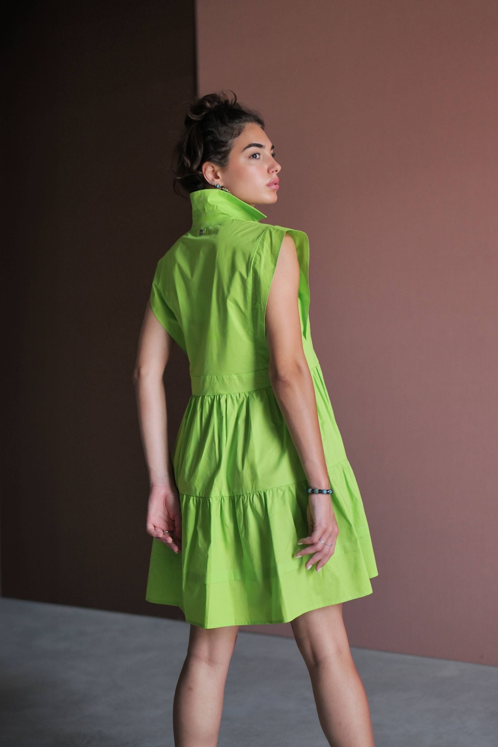 Vestido verde acido corto camisero sin mangas Lolitas - lolitasyl.com