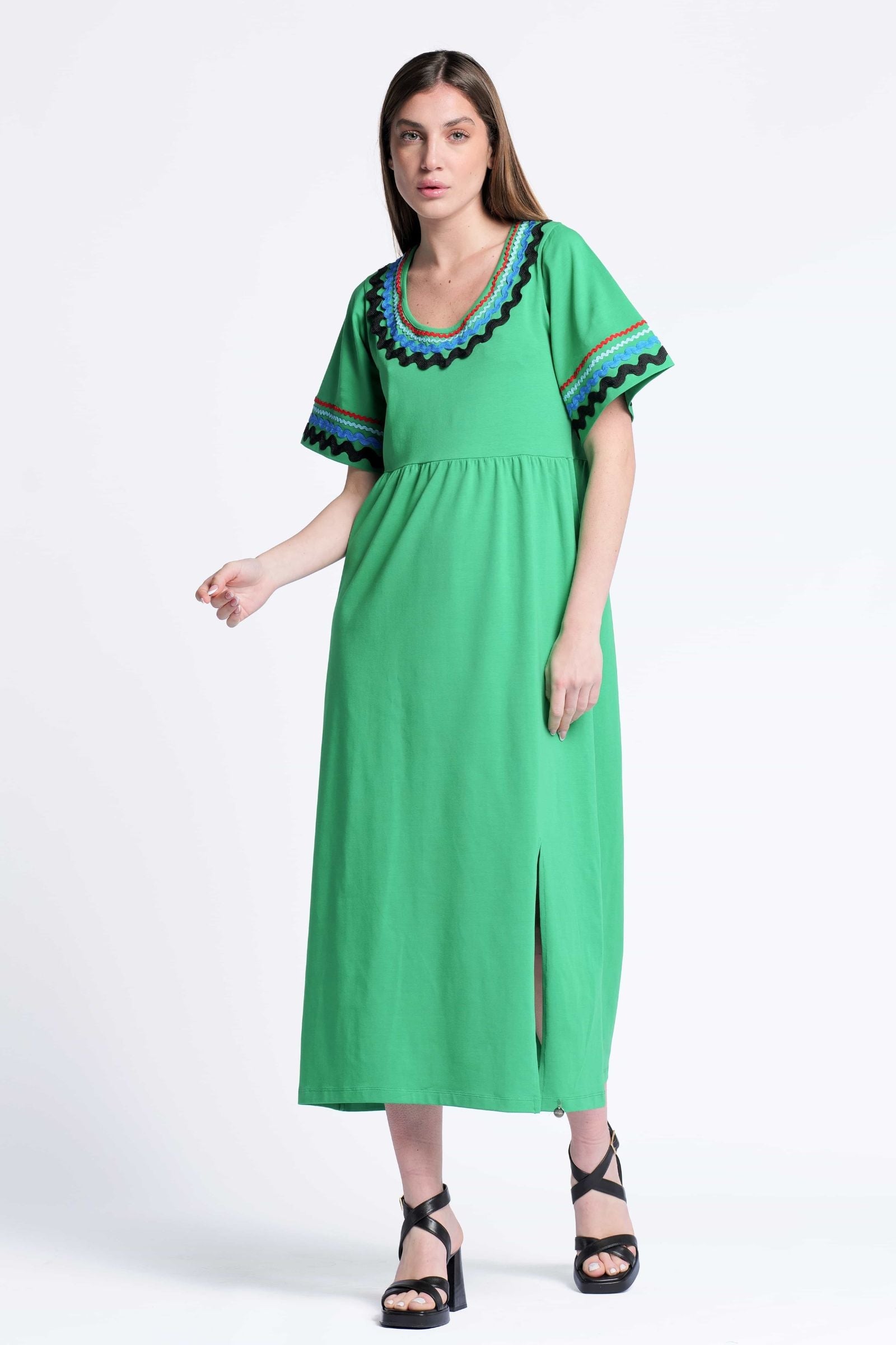 Vestido verde algodon largo con picunela Lolitas&L - lolitasyl.com