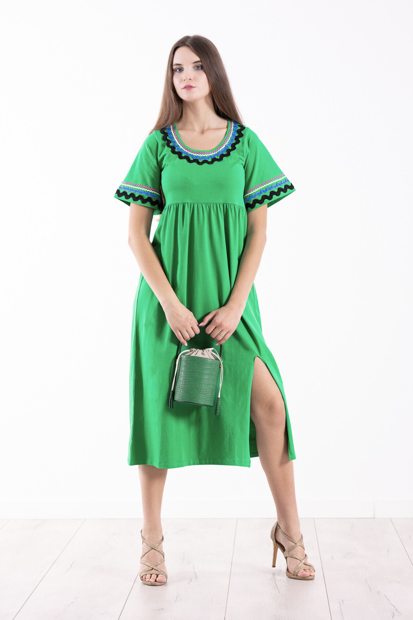 Vestido verde algodon largo con picunela Lolitas&L - lolitasyl.com