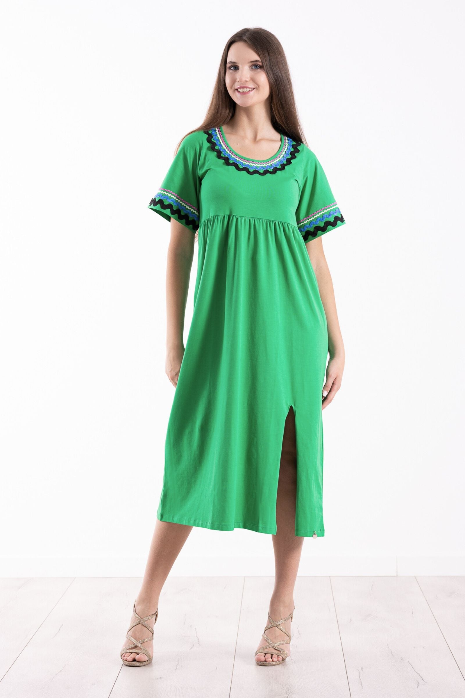 Vestido verde algodon largo con picunela Lolitas&L - lolitasyl.com