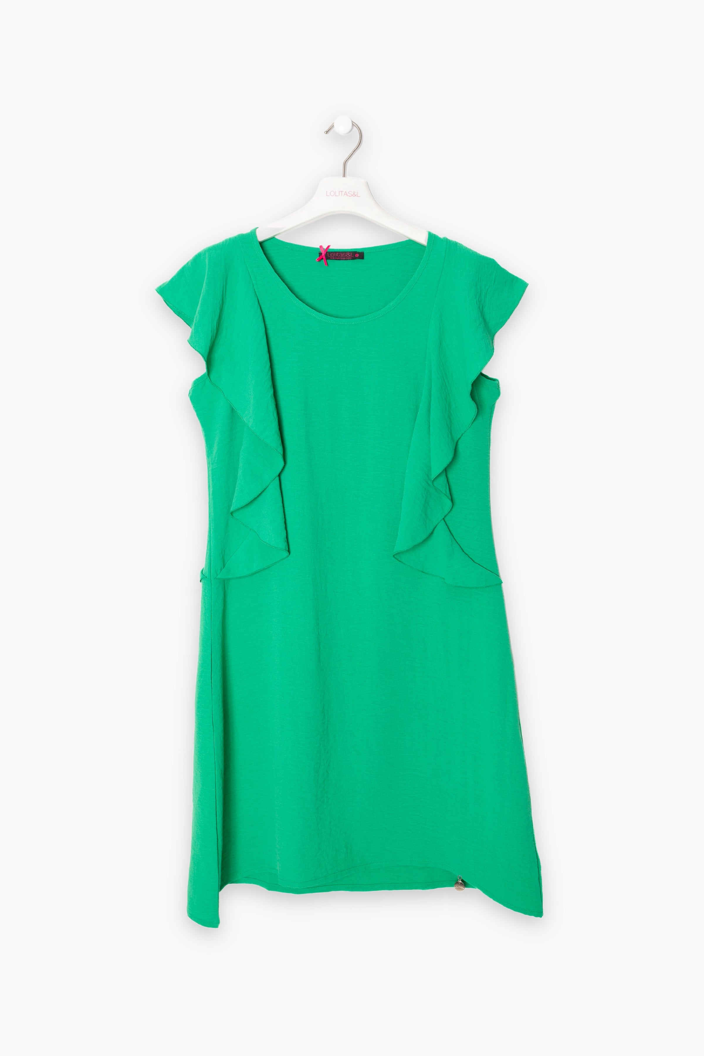 Vestido verde manzana corto con volantes LolitasyL - lolitasyl.com