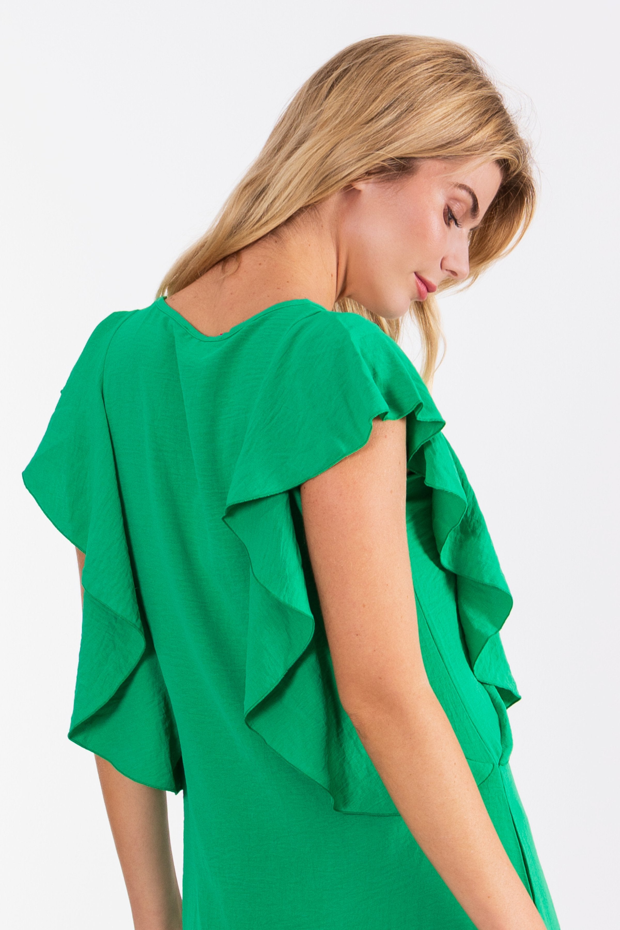 Vestido verde manzana corto con volantes LolitasyL - lolitasyl.com