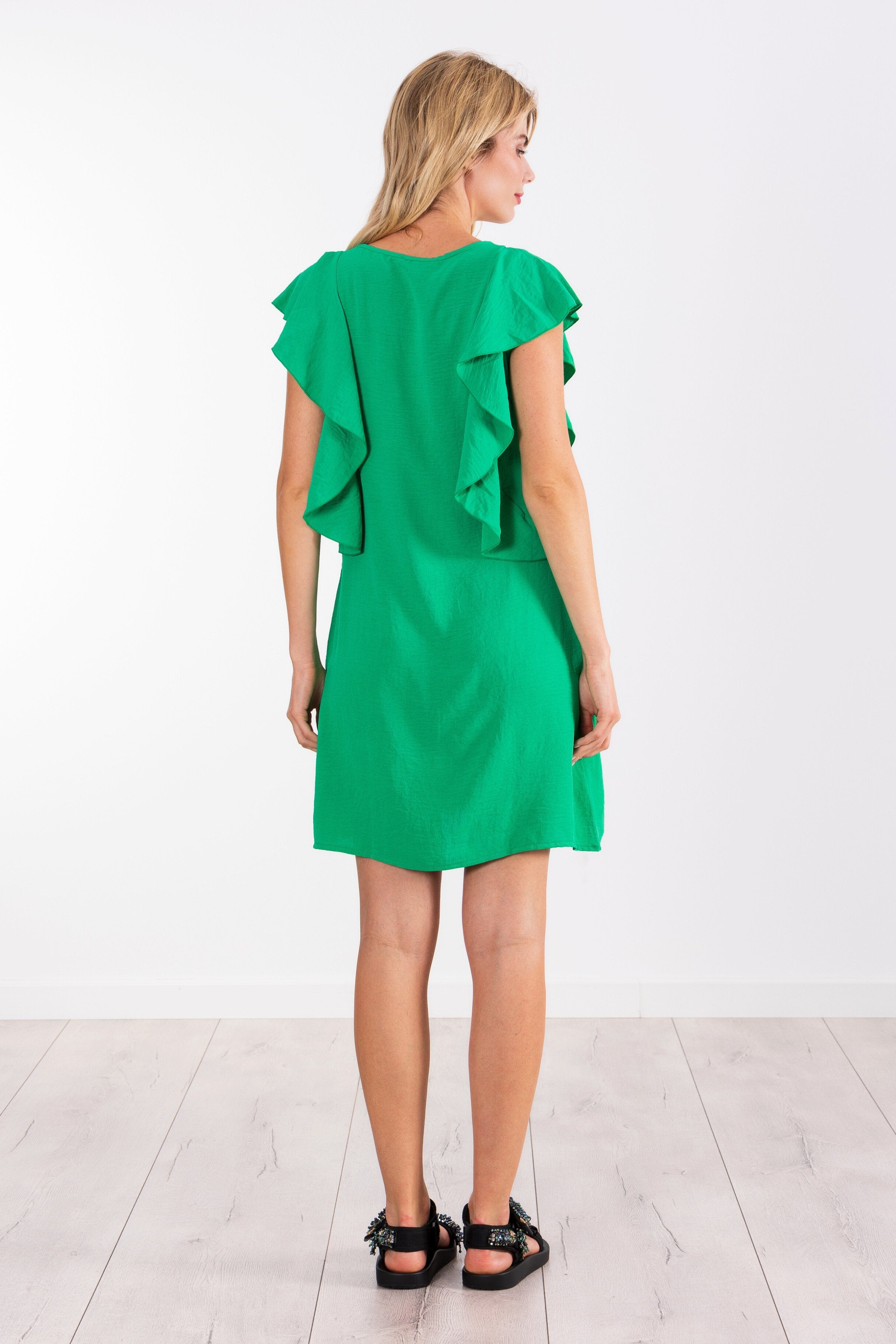 Vestido verde manzana corto con volantes LolitasyL - lolitasyl.com