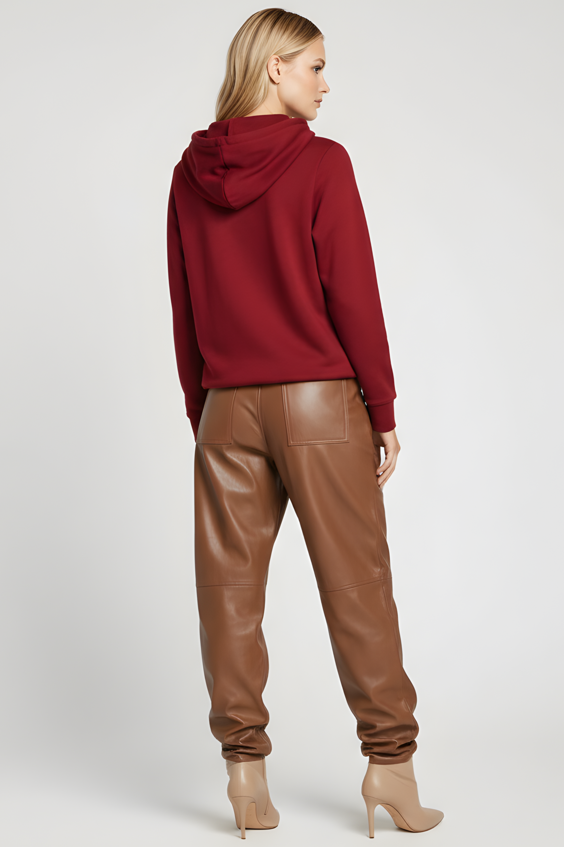 Sudadera de punto granate bordado zapatillas con capucha Lolitas&L