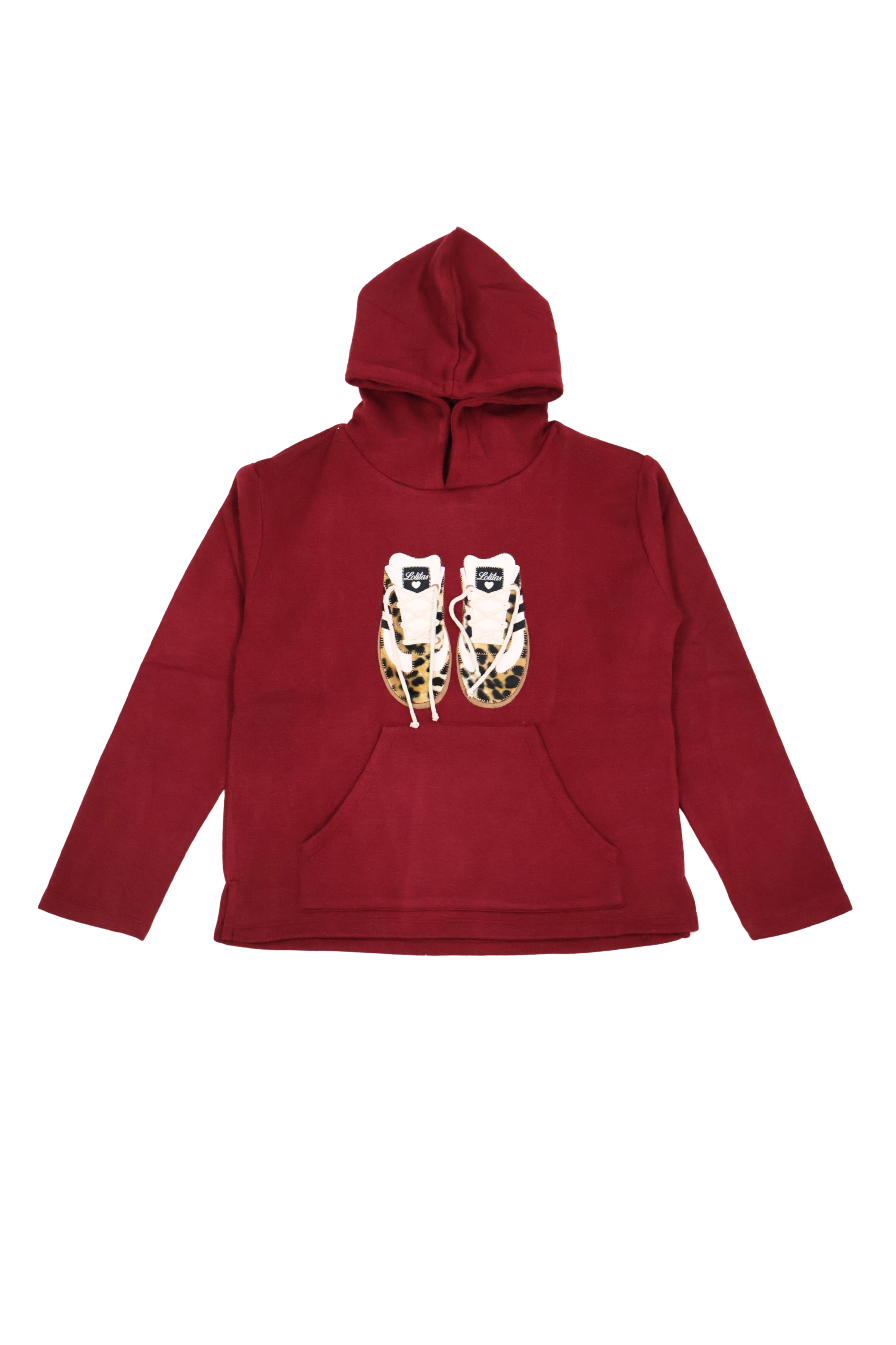 Sudadera de punto granate bordado zapatillas con capucha Lolitas&L