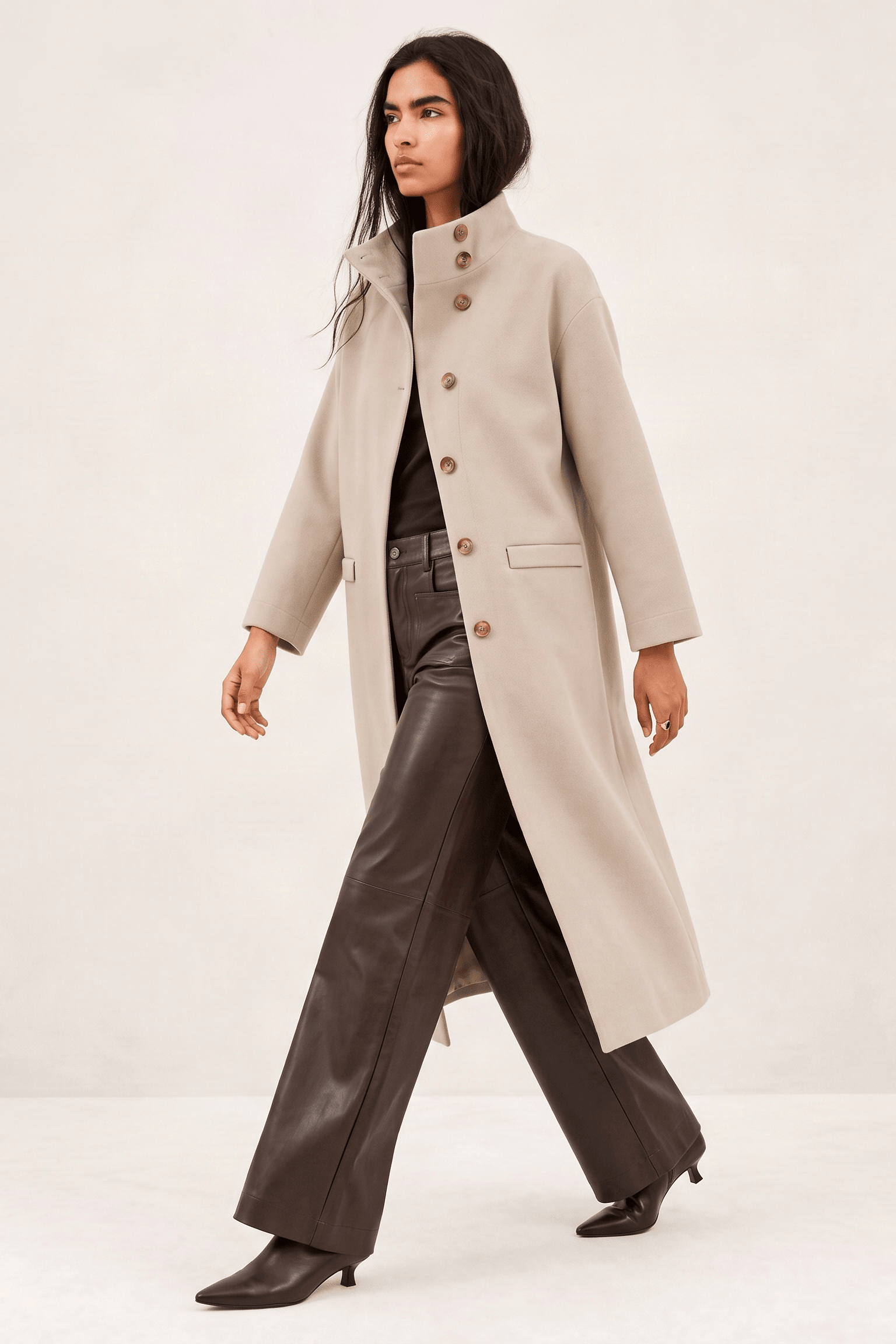 Abrigo Oversize Crema en Twill Scuba Duplo con Abotonadura Asimétrica – Lolitas&L - lolitasyl.com